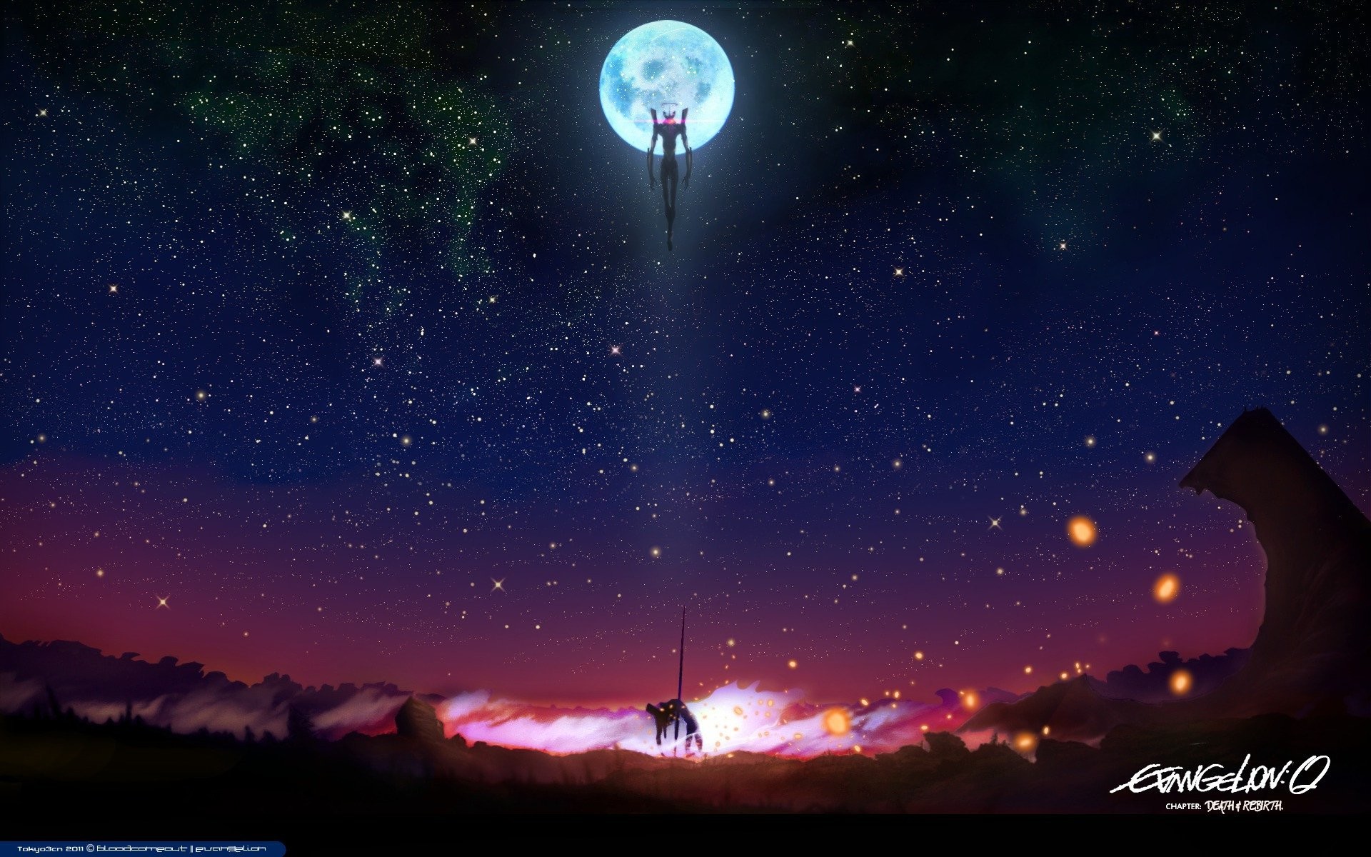 Evangelion: 1.0 You Are (Not) Alone, Rebuild of Evangelion, Luna, Stelle, Notte, immagine di sfondo
