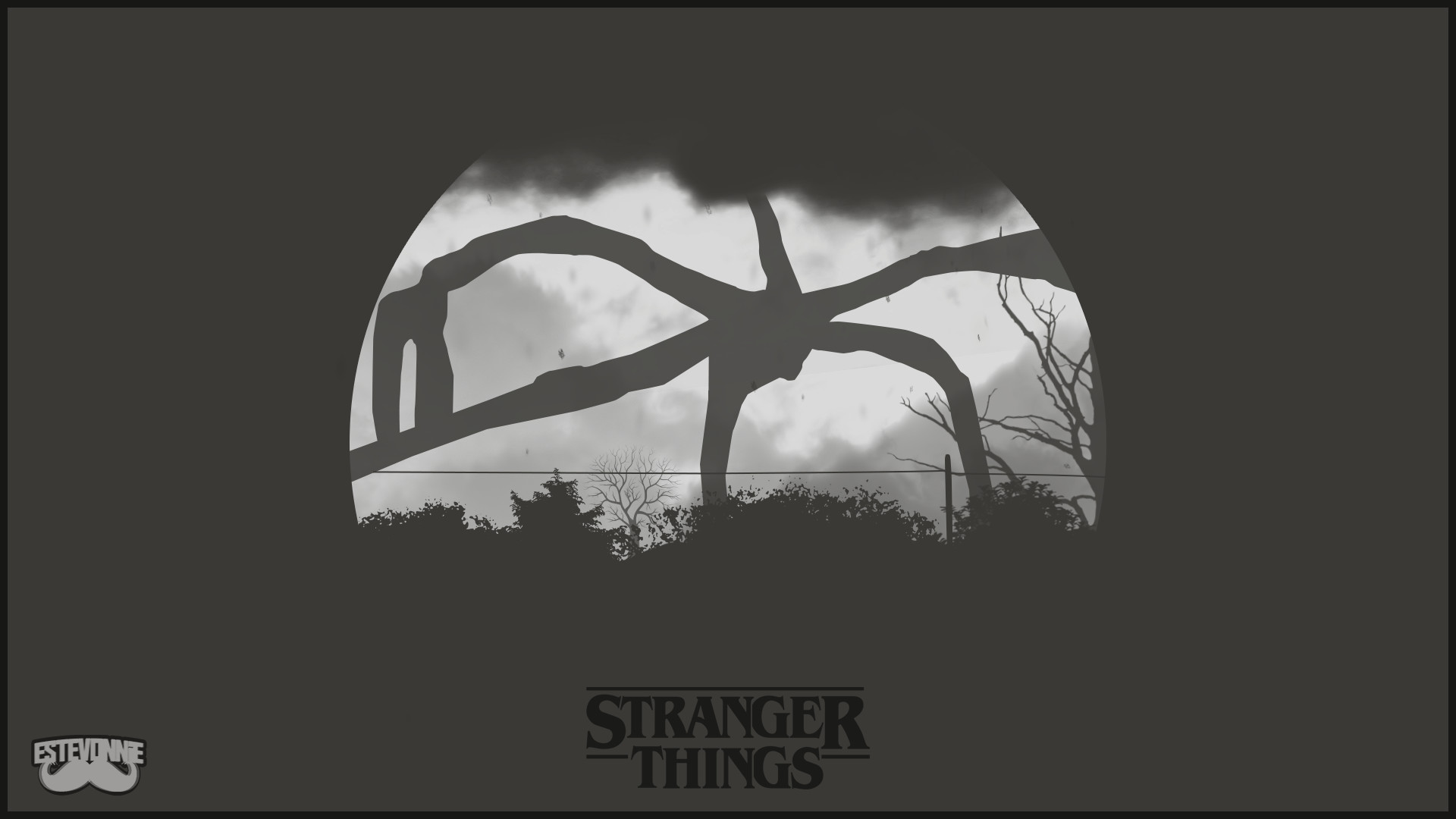 Stranger Things 2, Mind Flayer, Bianco e nero, Full HD, sfondo per PC