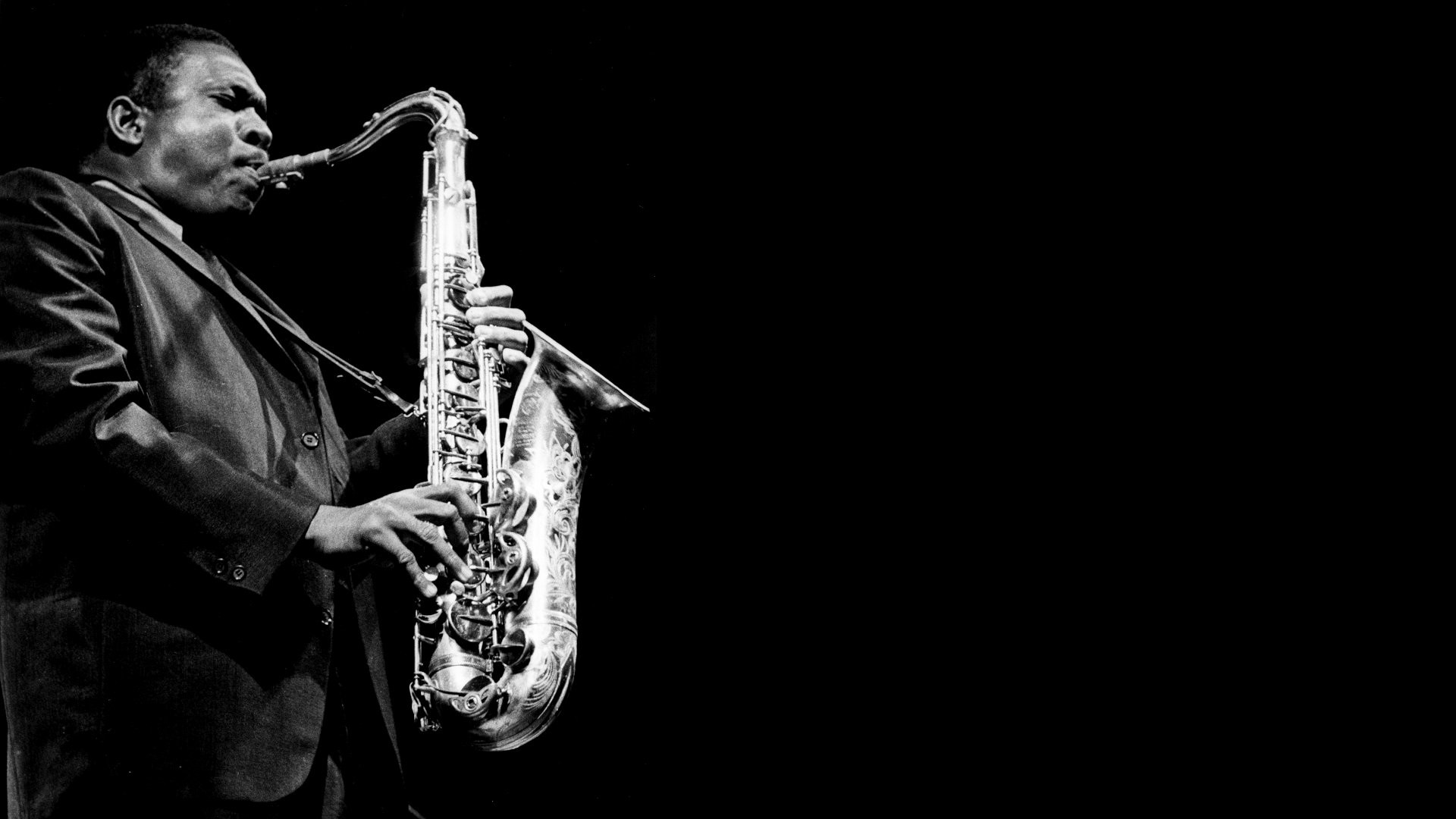 John Coltrane, Sassofono, Bianco e nero, Jazz, Full HD, sfondo Windows 11
