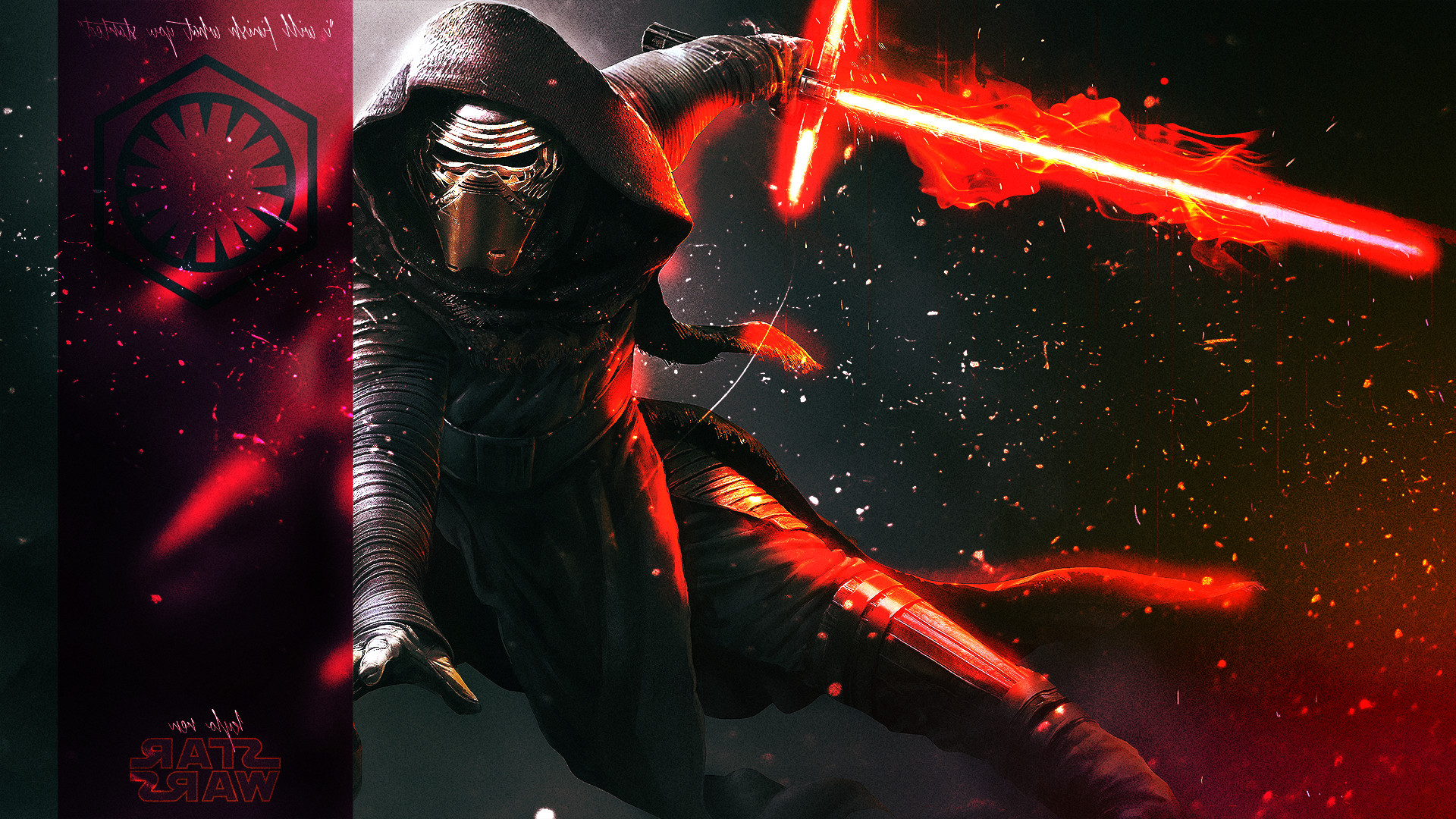 Kylo Ren, Spada laser a croce, Primo Ordine, Star Wars: Il risveglio della Forza, wallpaper desktop