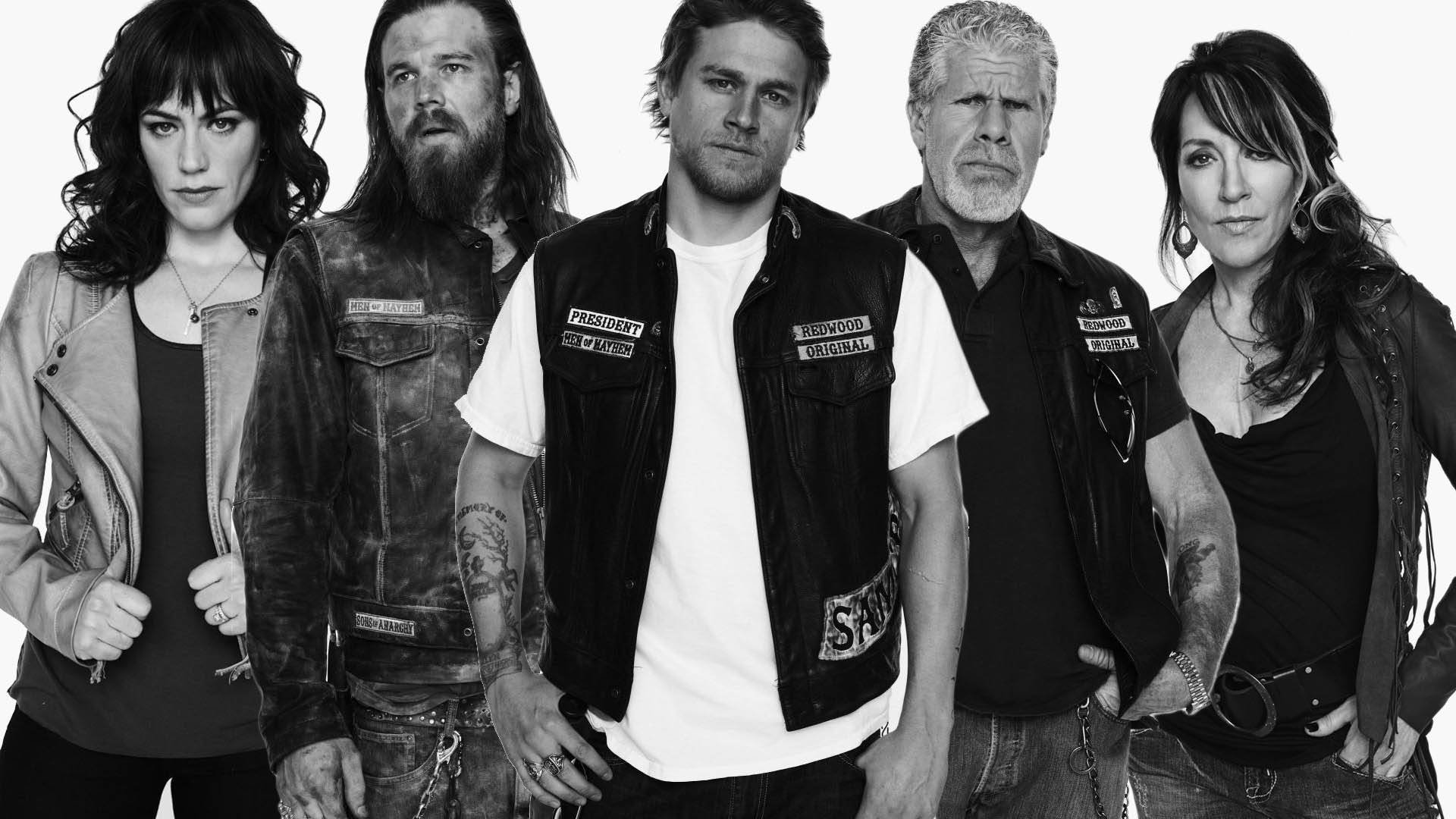 Sons of Anarchy, Cast, Charlie Hunnam, Ron Perlman, Katey Sagal, sfondo 16:9 Full HD