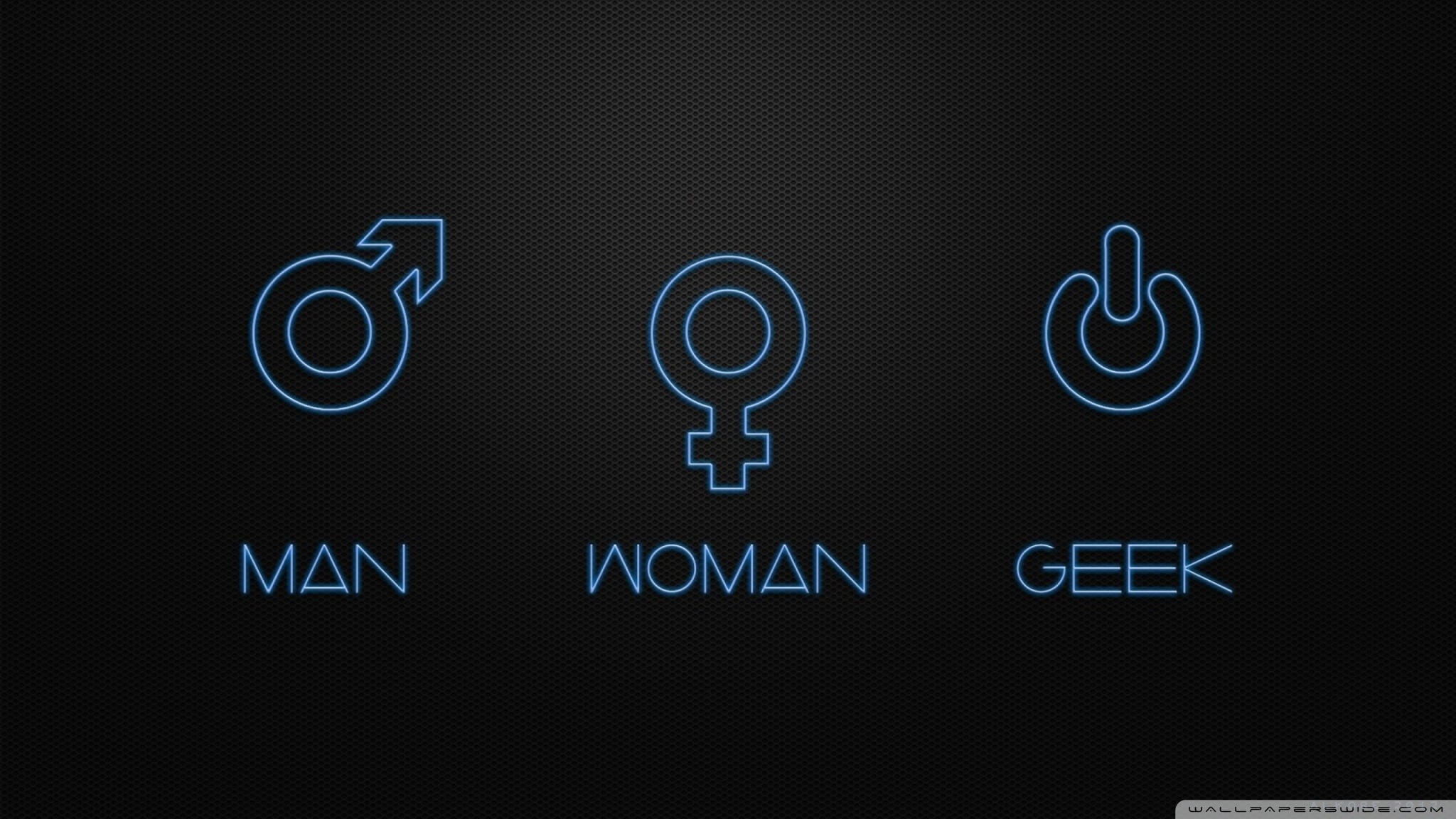 Man Woman Geek, Simboli, Pulsante di accensione, Blu, Full HD, sfondo per PC e portatile