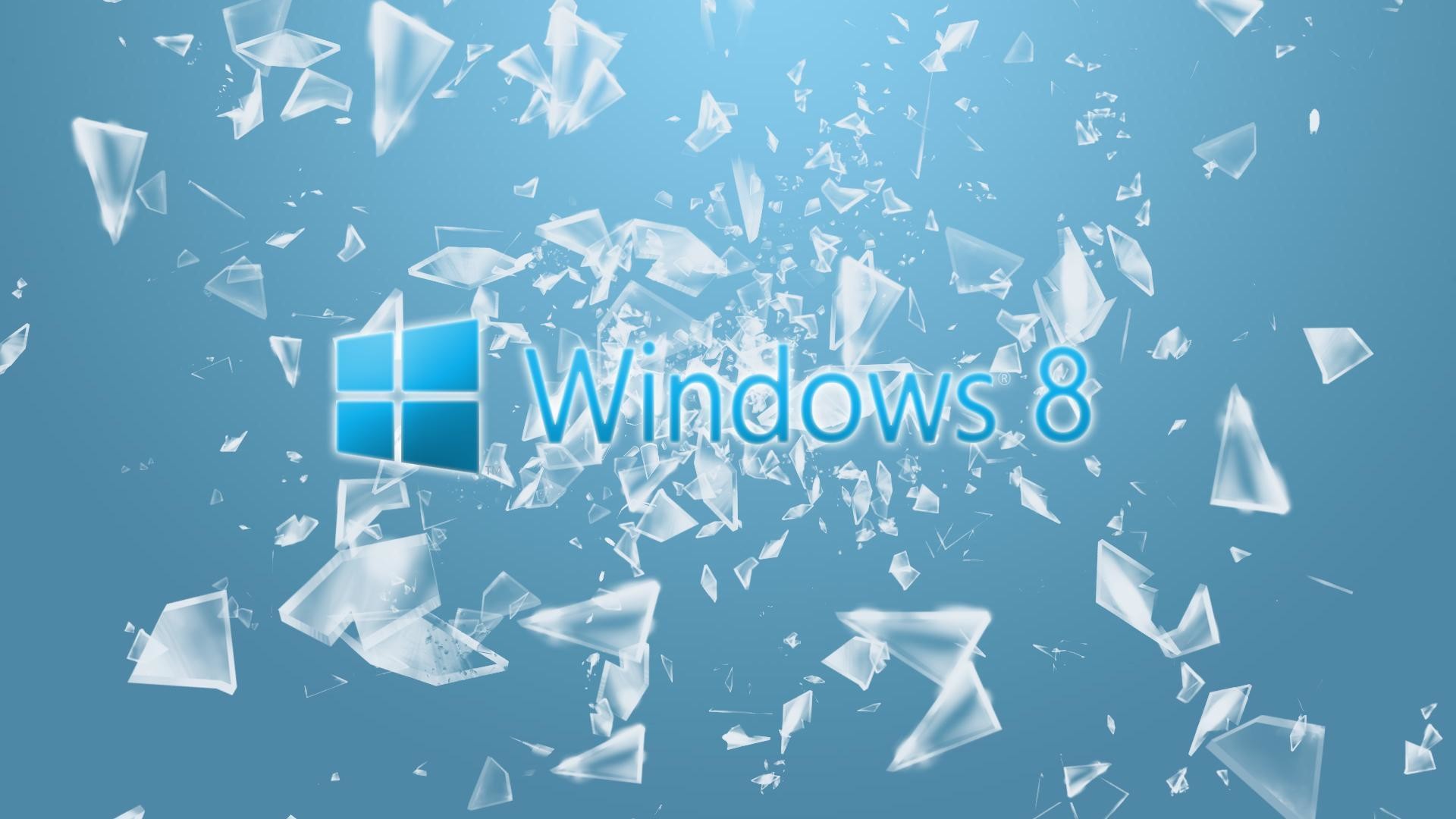 Windows 8, Logo Windows, Vetri rotti, Azzurro, 1920x1080, sfondo per PC