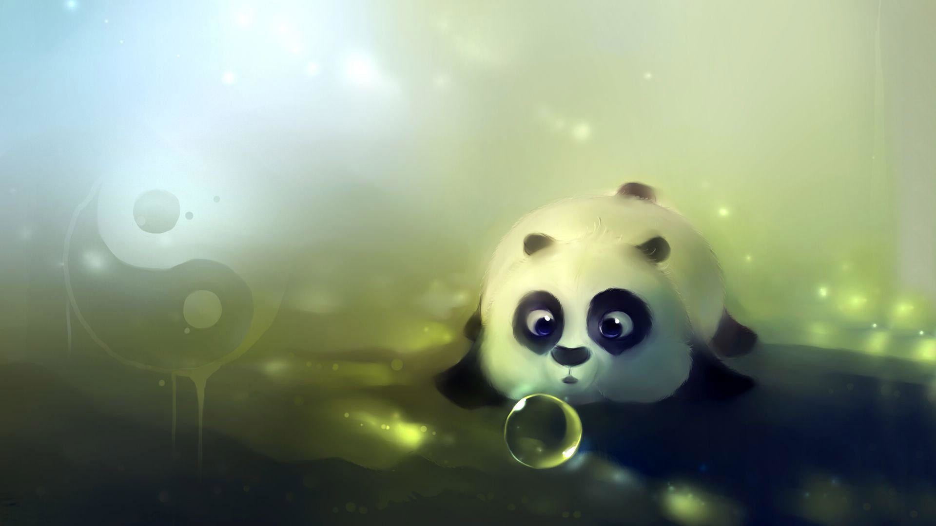 Panda, Apofiss, Yin e yang, Bolla di sapone, Full HD, sfondo per PC e portatile