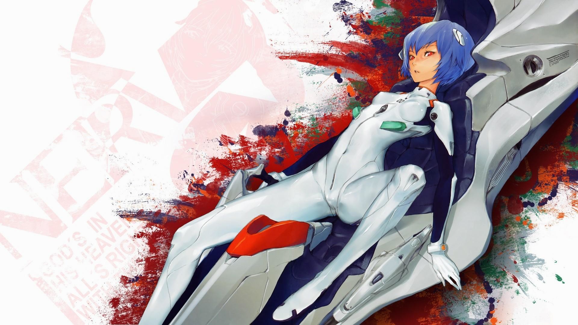 Rei Ayanami, Neon Genesis Evangelion, Plugsuit, Sfondo bianco, Full HD, wallpaper per computer
