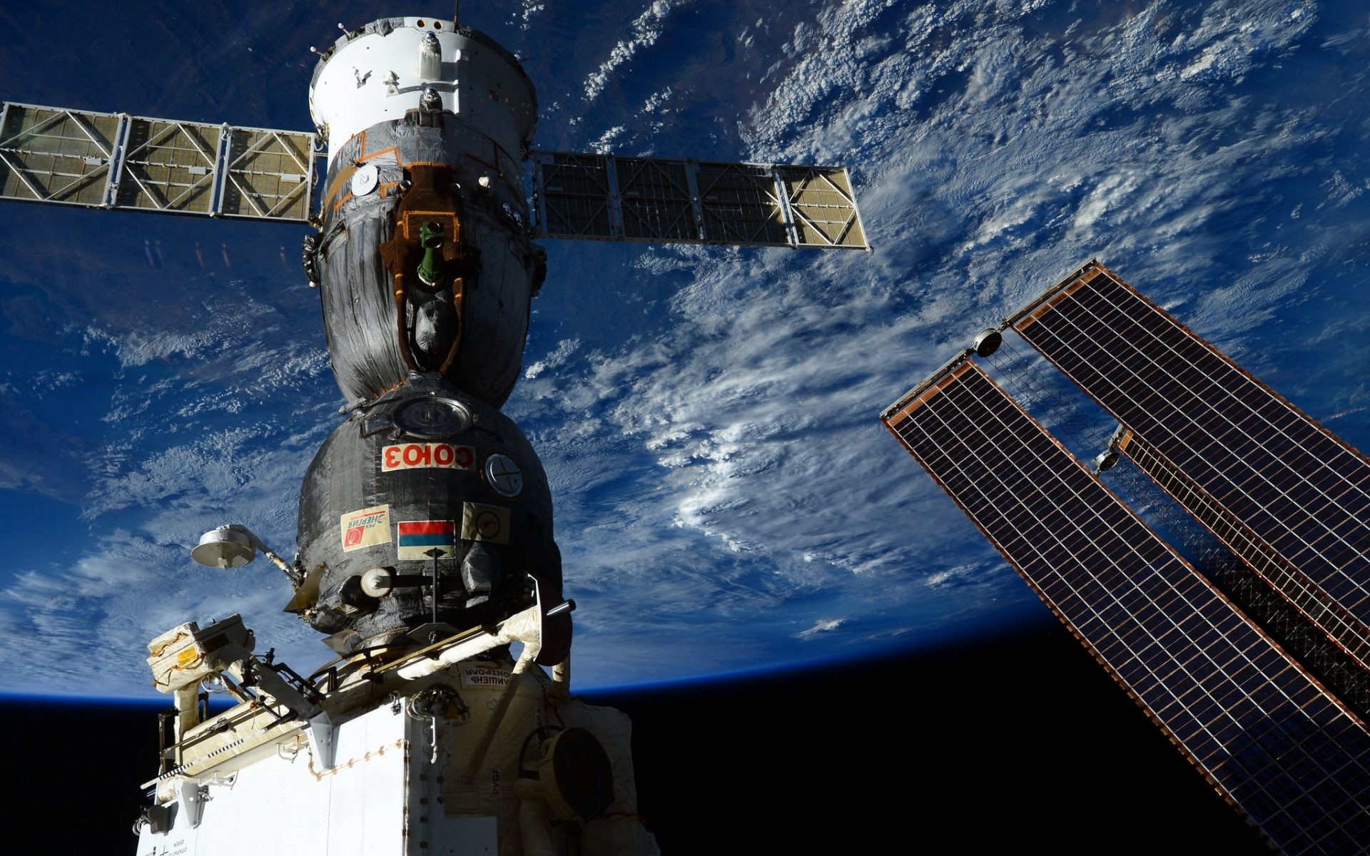 Soyuz, Stazione Spaziale Internazionale, Terra, Spazio, sfondo per PC