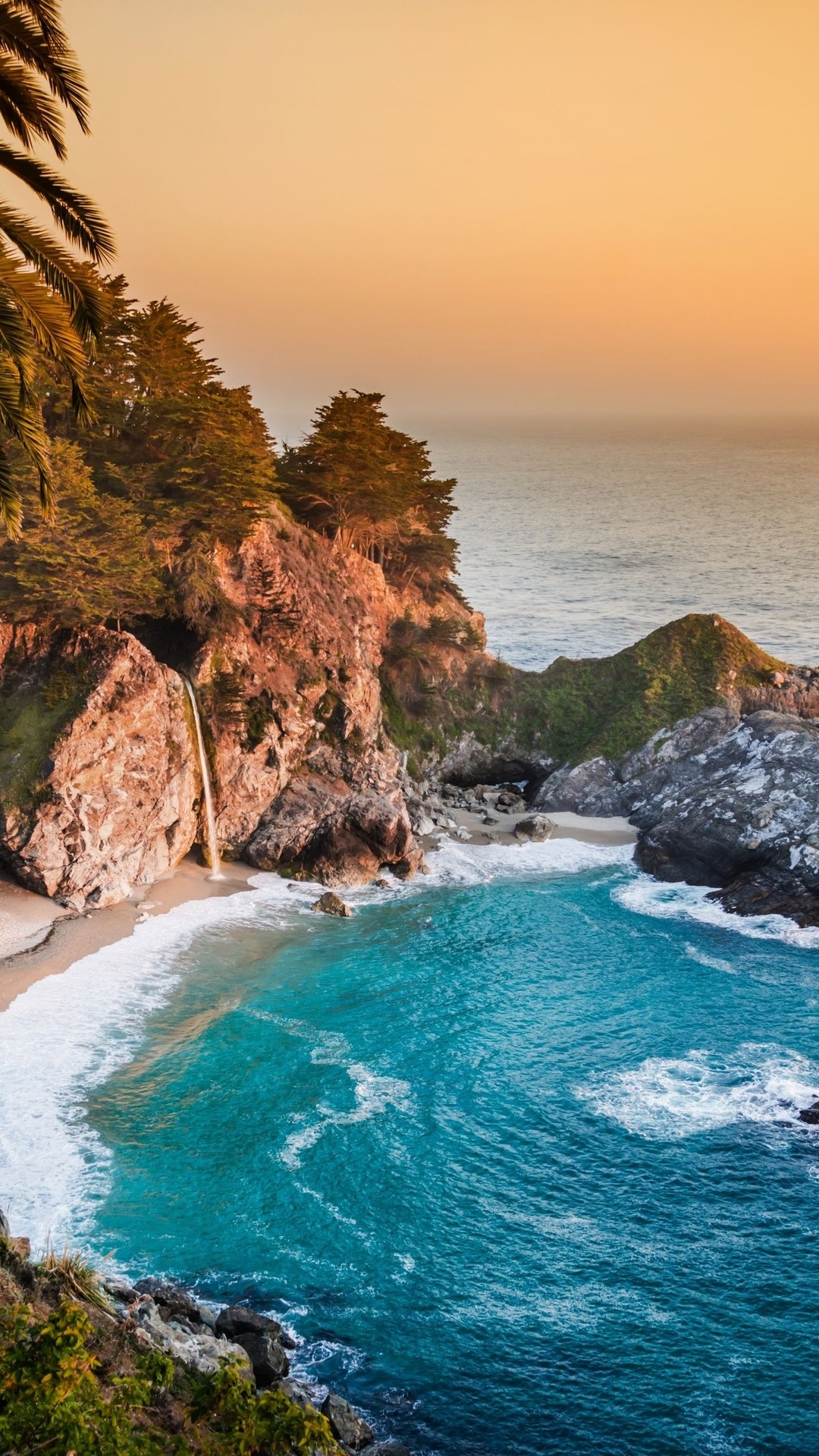 McWay Falls, Big Sur, California, Cascata, Baia, sfondo per cellulare, iPhone e Android