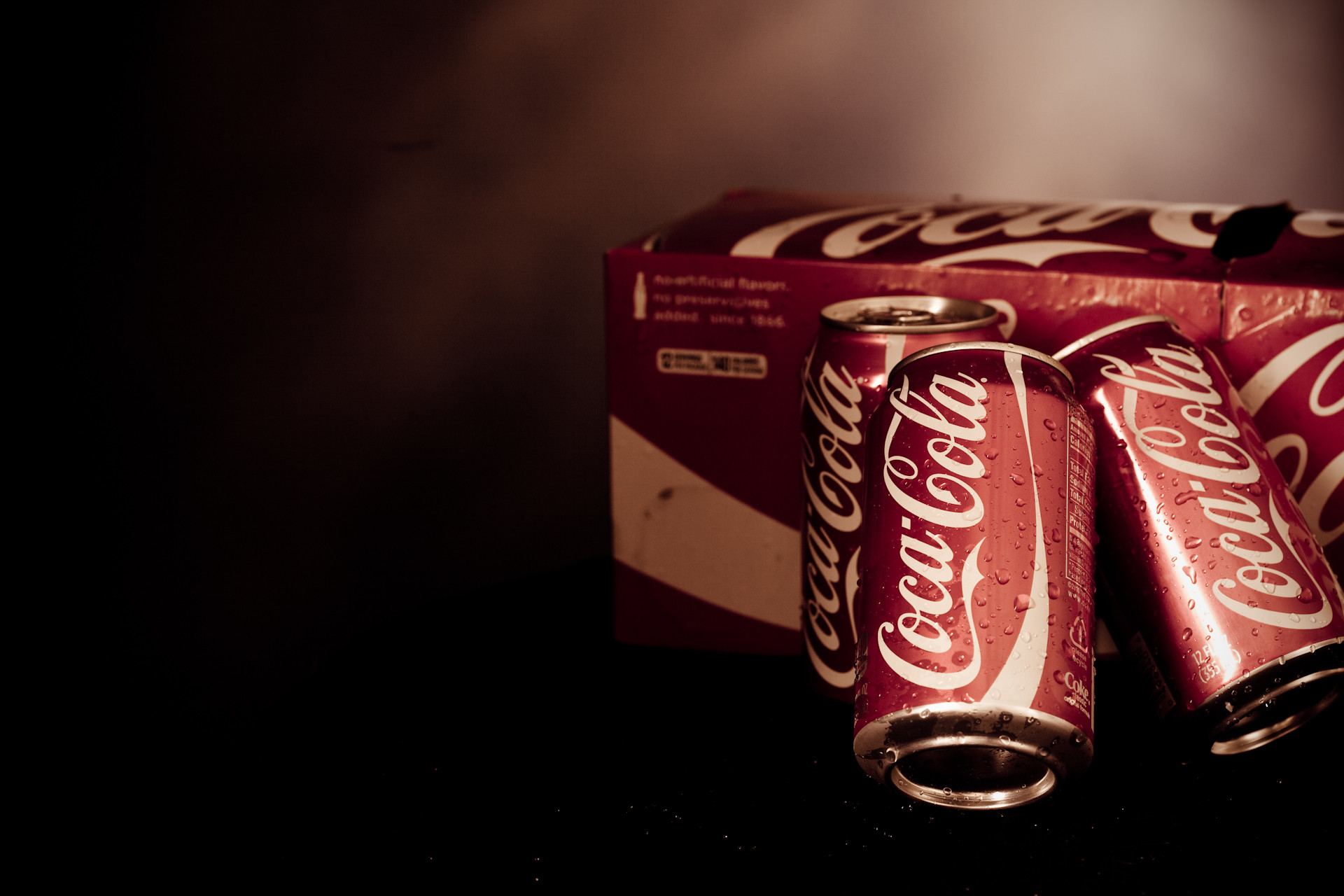 Coca-Cola, Lattine, Confezione, Luce soffusa, Full HD, sfondo per PC