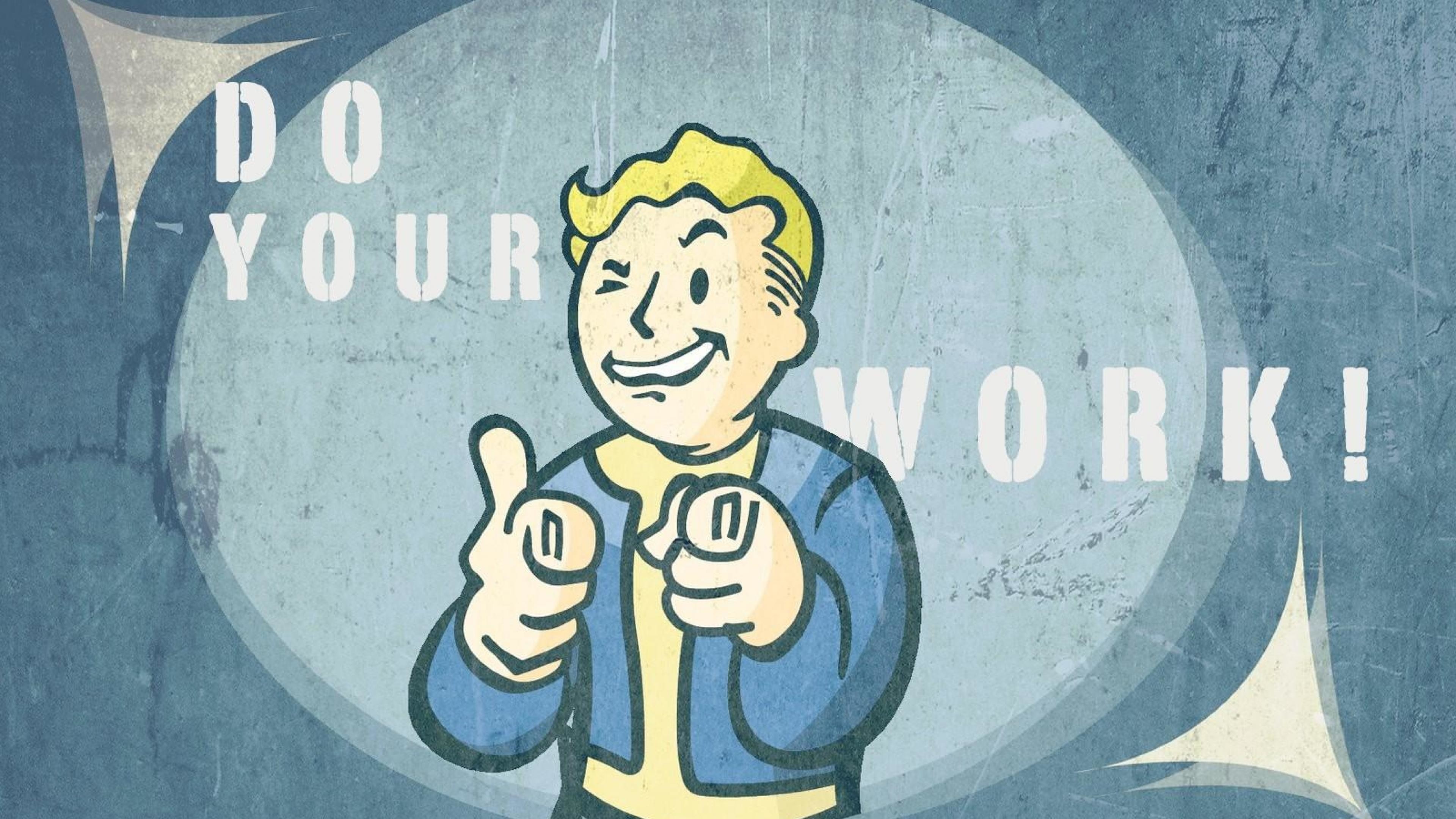 Vault Boy, Fallout, Do Your Work!, Poster retrò, 4K, sfondo desktop