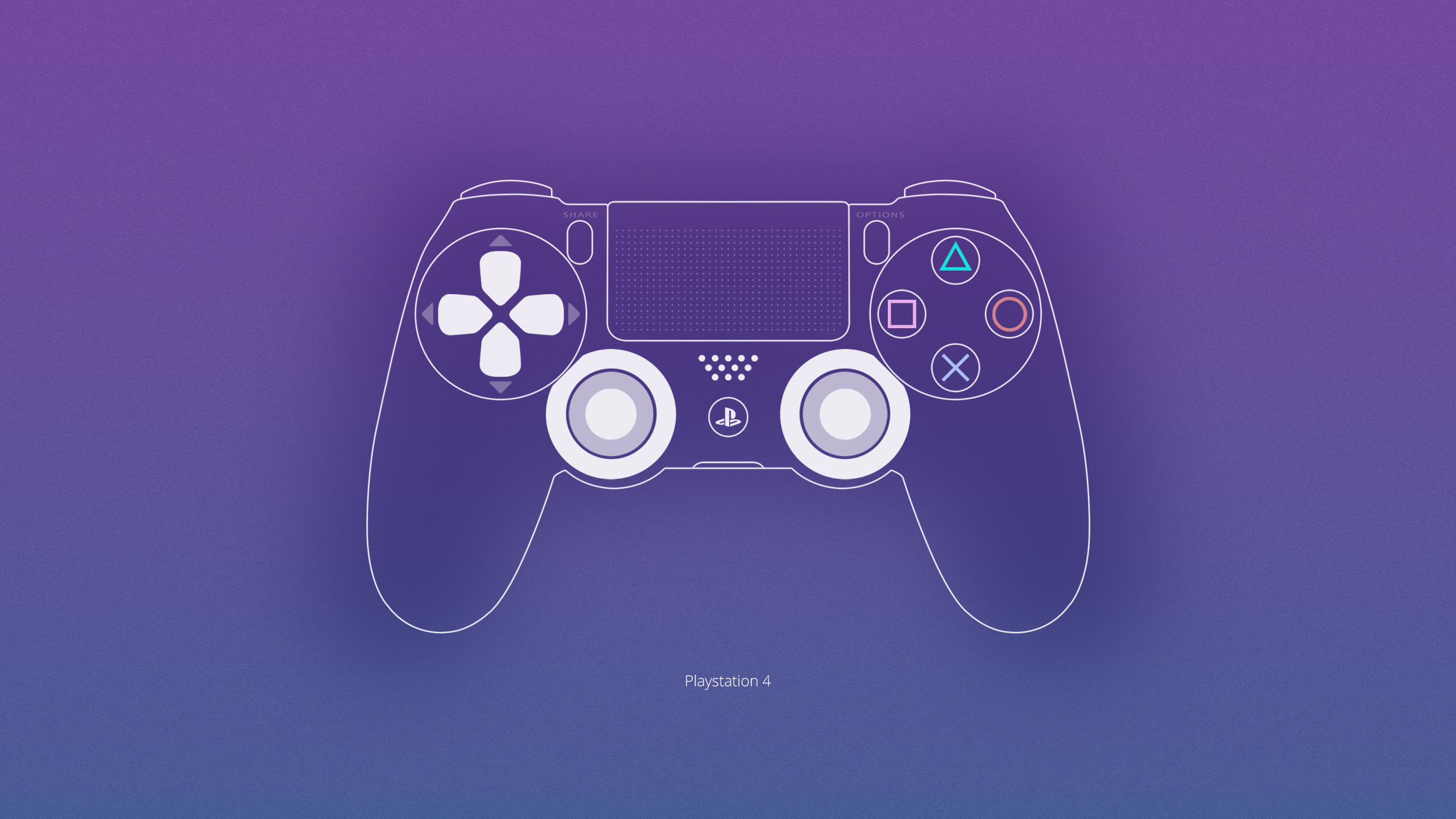 DualShock 4, PlayStation 4, Controller, Disegno a linee, Viola, 2560x1440, immagine di sfondo
