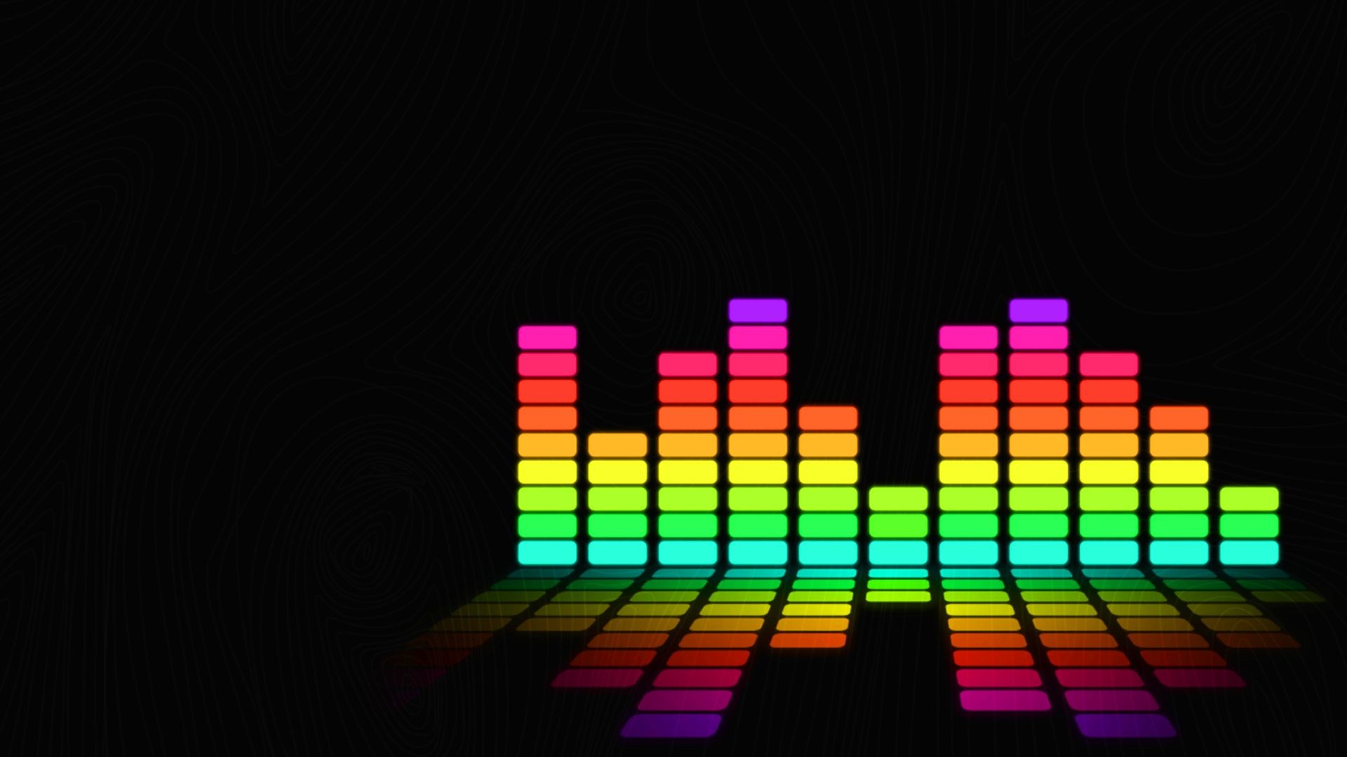 Equalizzatore, Barre colorate, Sfondo nero, Full HD, wallpaper per computer