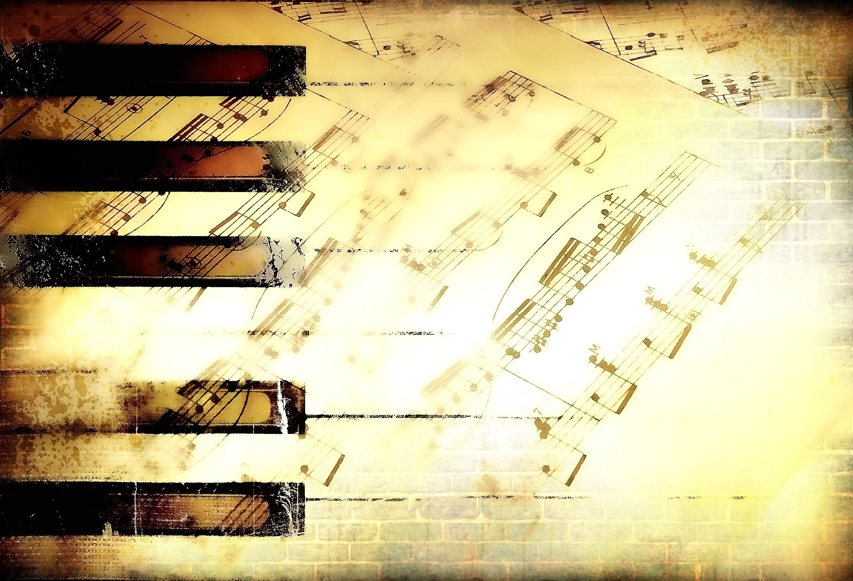 Tasti del pianoforte, Spartito, Vintage, Grunge, 2K, sfondo per PC e portatile