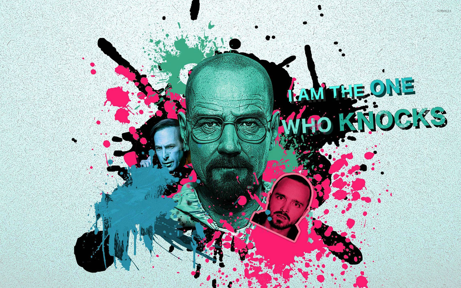 Walter White, Jesse Pinkman, Saul Goodman, Breaking Bad, I Am the One Who Knocks, Schizzi di colore, sfondo desktop