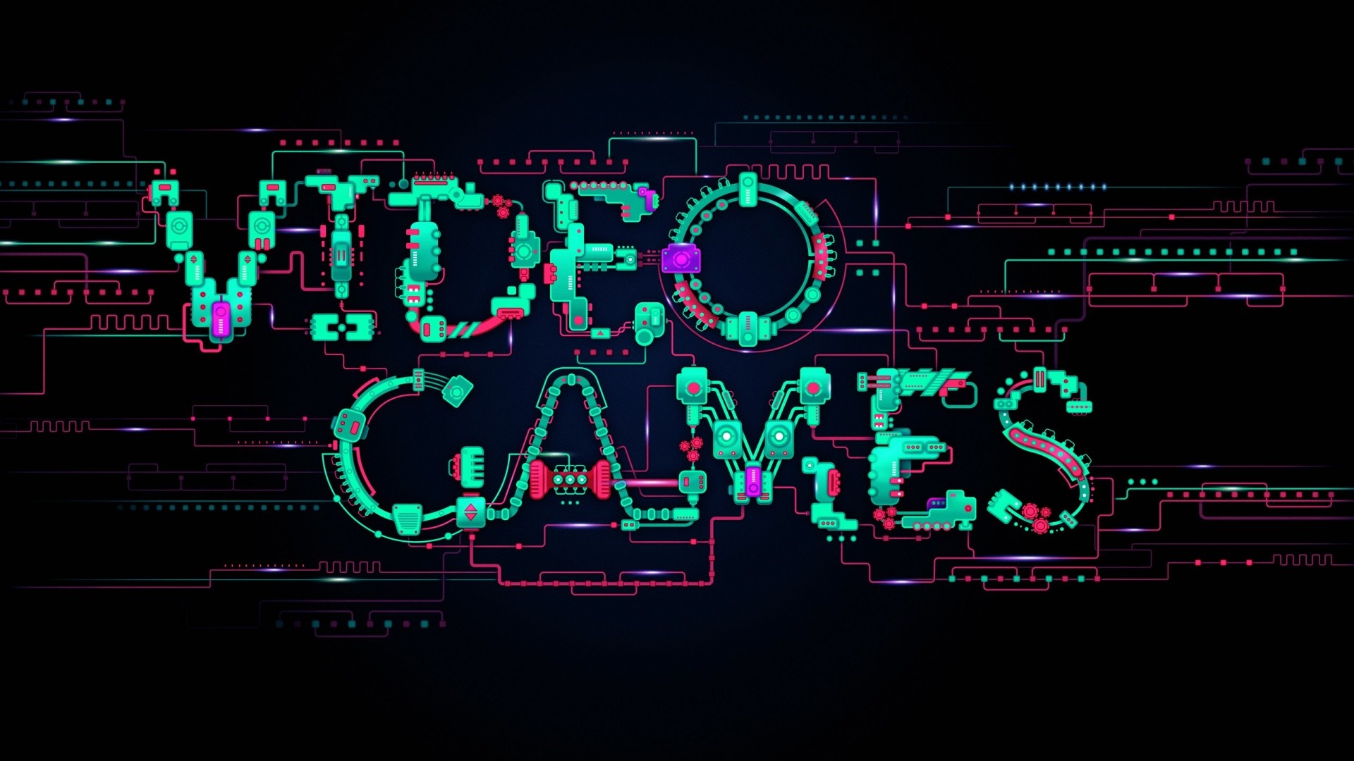 Video Games, Tipografia, Glitch, Neon, Full HD 1080p, sfondo desktop