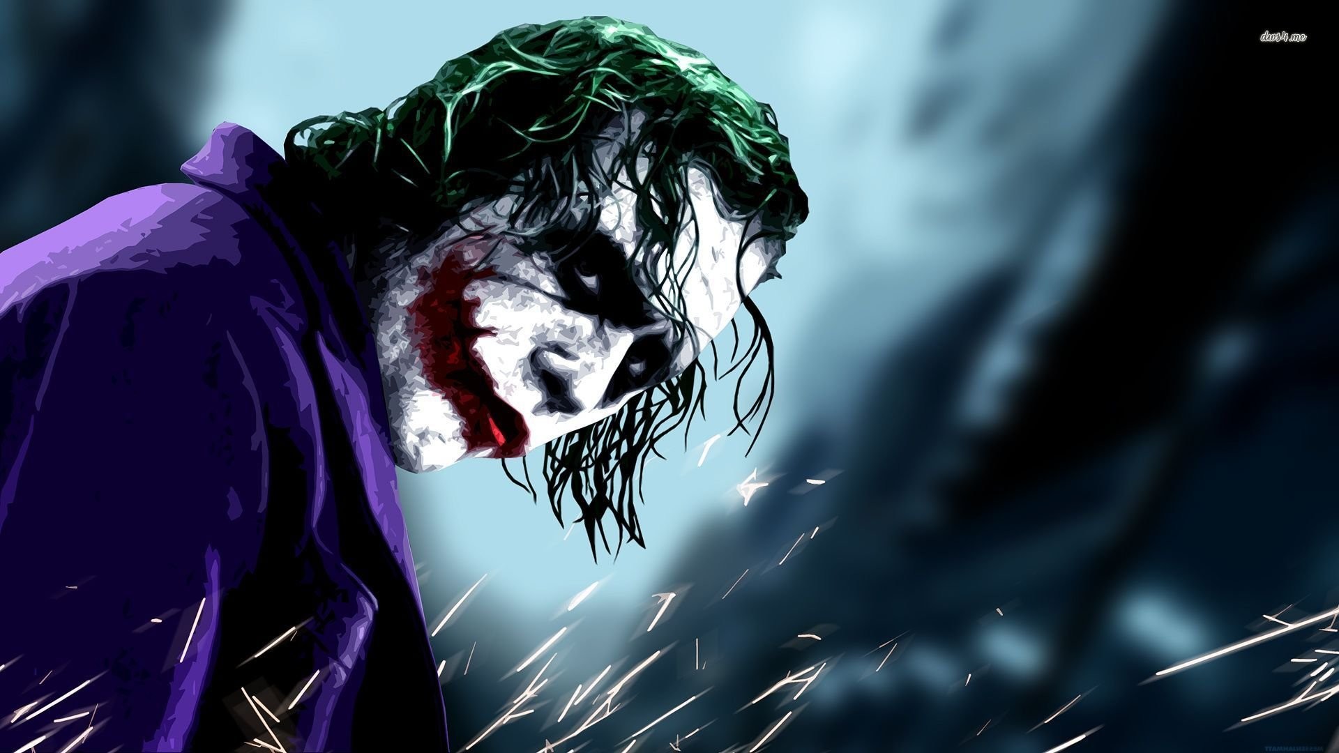 Joker, Heath Ledger, Il cavaliere oscuro, Arte digitale, Capelli verdi, sfondo desktop 1920x1080
