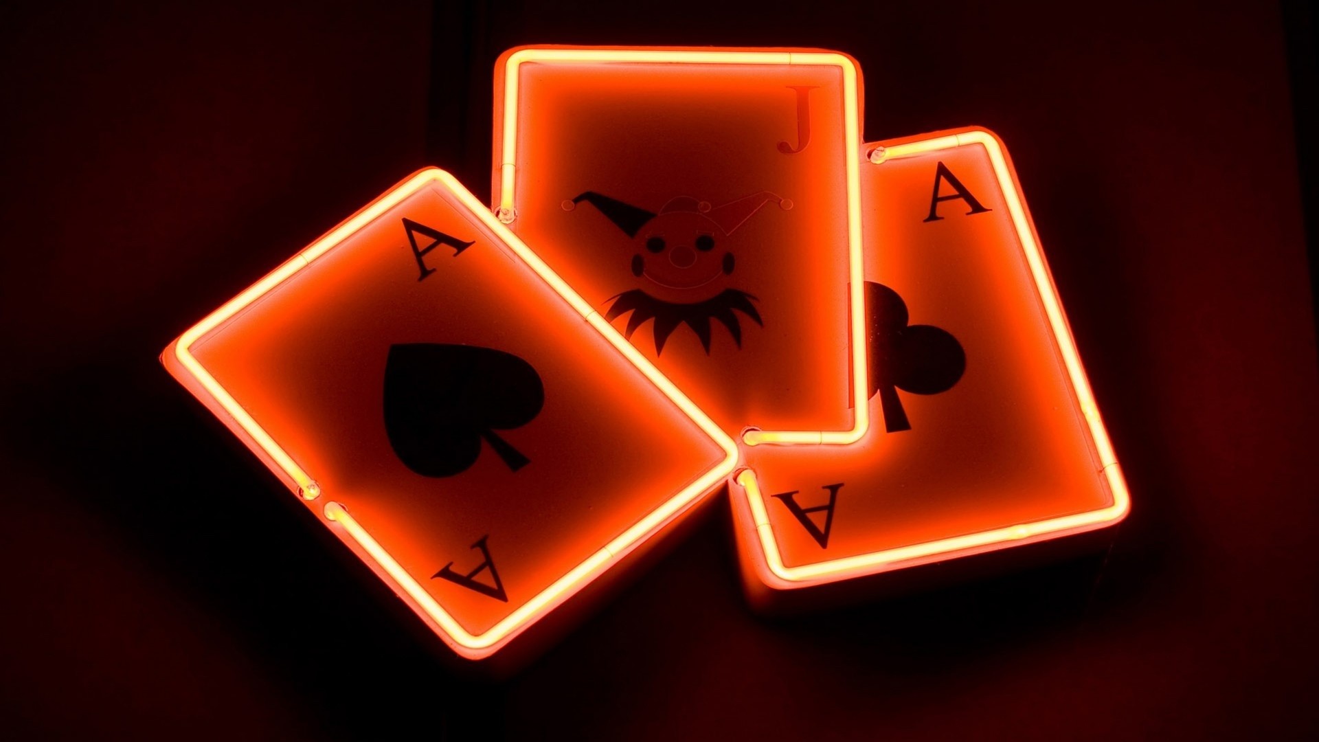 Carte da gioco, Assi, Neon, Arancione, Full HD, sfondo per portatile
