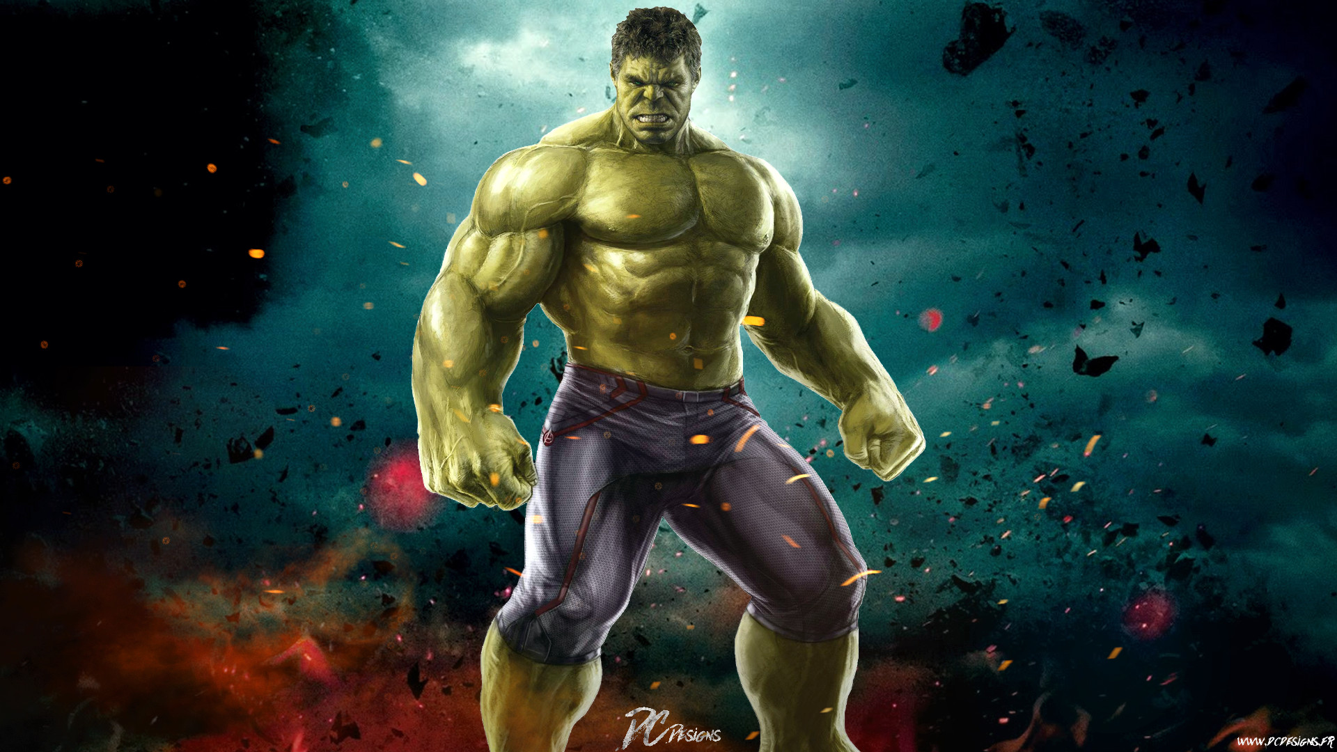 Hulk, Marvel, Detriti, Arte digitale, 1920x1080, sfondo per PC