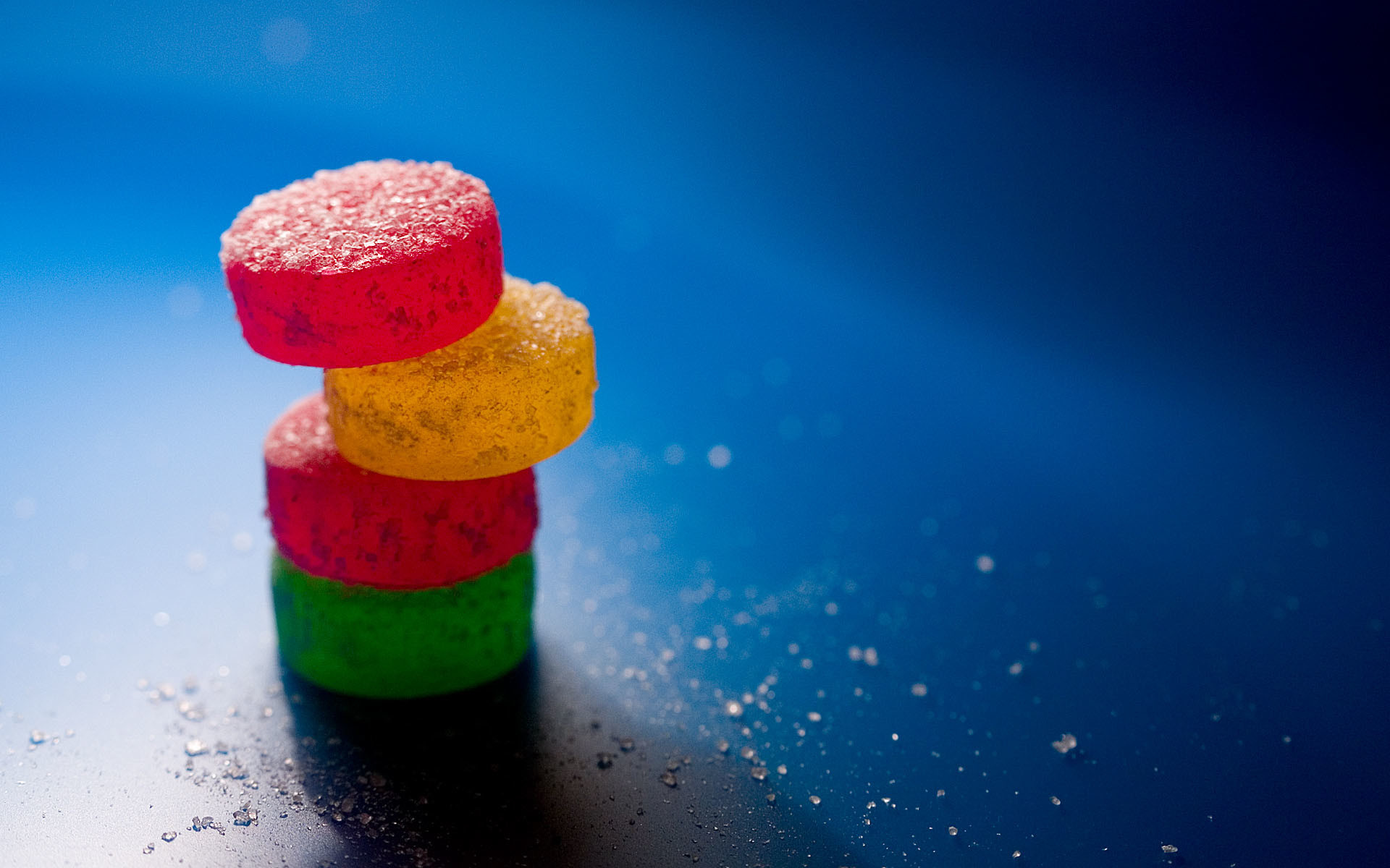 Caramelle gommose, Macro, Sfondo blu, 1920x1200, wallpaper desktop