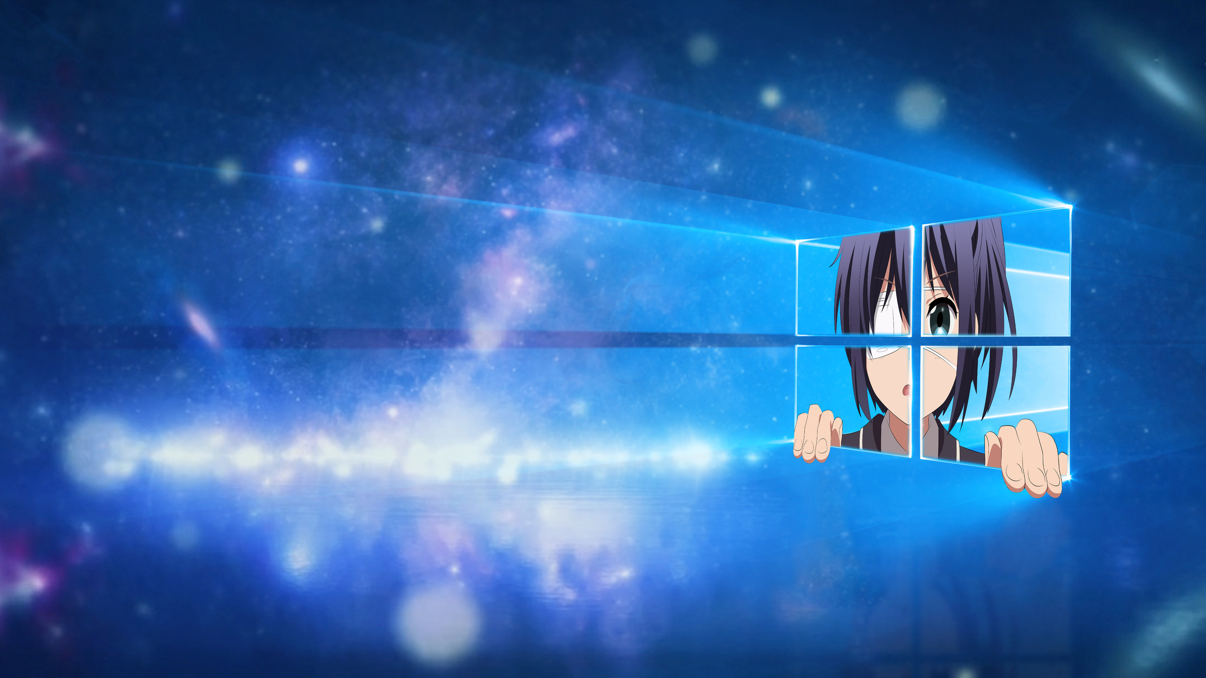 Windows 10, Rikka Takanashi, Chuunibyou demo Koi ga Shitai!, Logo Windows, Anime, Blu, sfondo desktop