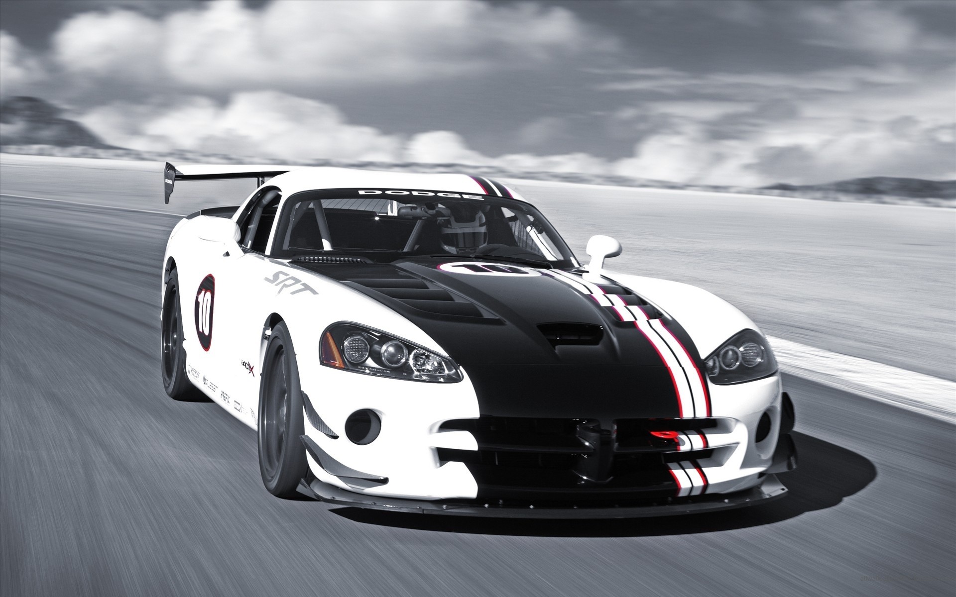 Dodge Viper ACR, Auto da corsa, Livrea bianca e nera, Pista, 16:10 Full HD, sfondo widescreen
