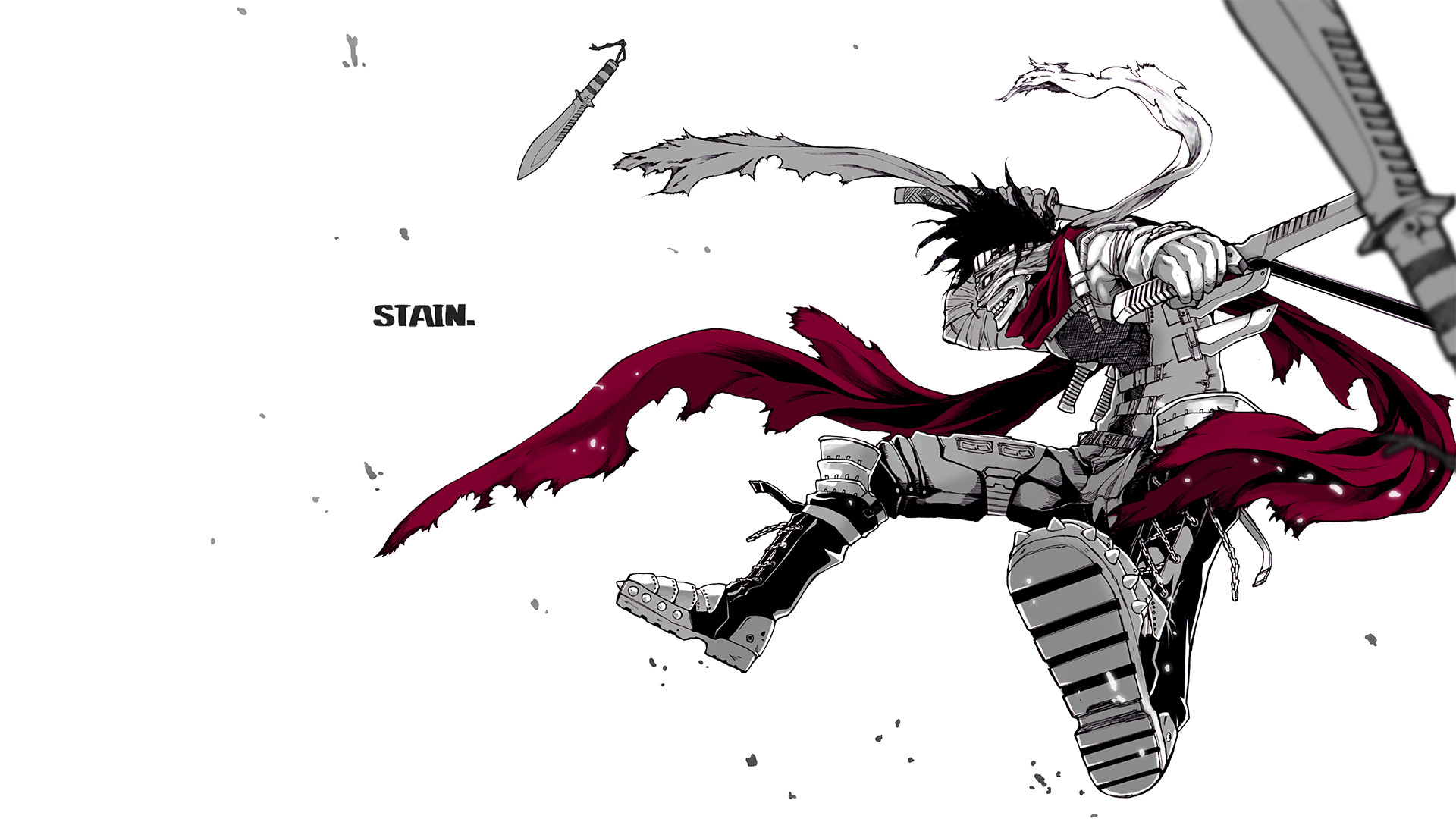 Stain, My Hero Academia, Manga, Spada, Sfondo bianco, 1920x1080, wallpaper desktop
