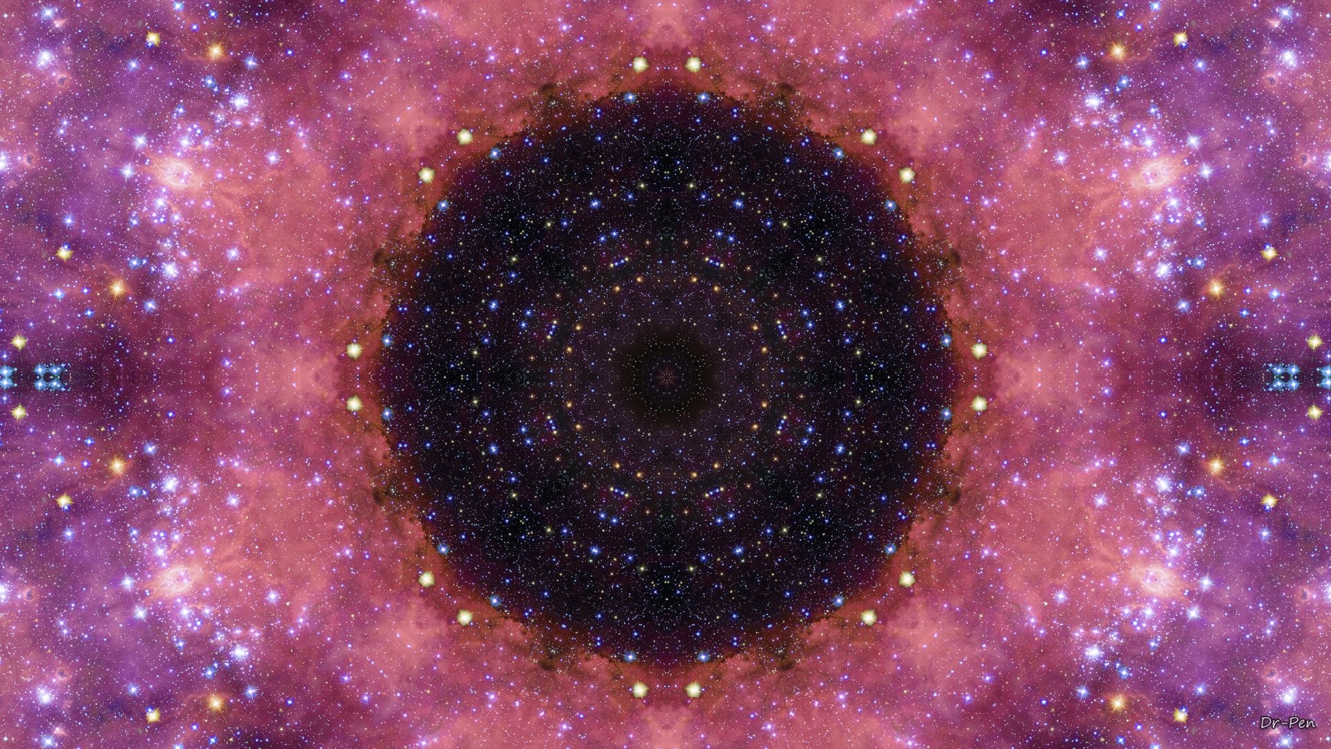 Caleidoscopio, Mandala, Spazio, Stelle, Full HD, sfondo per portatile