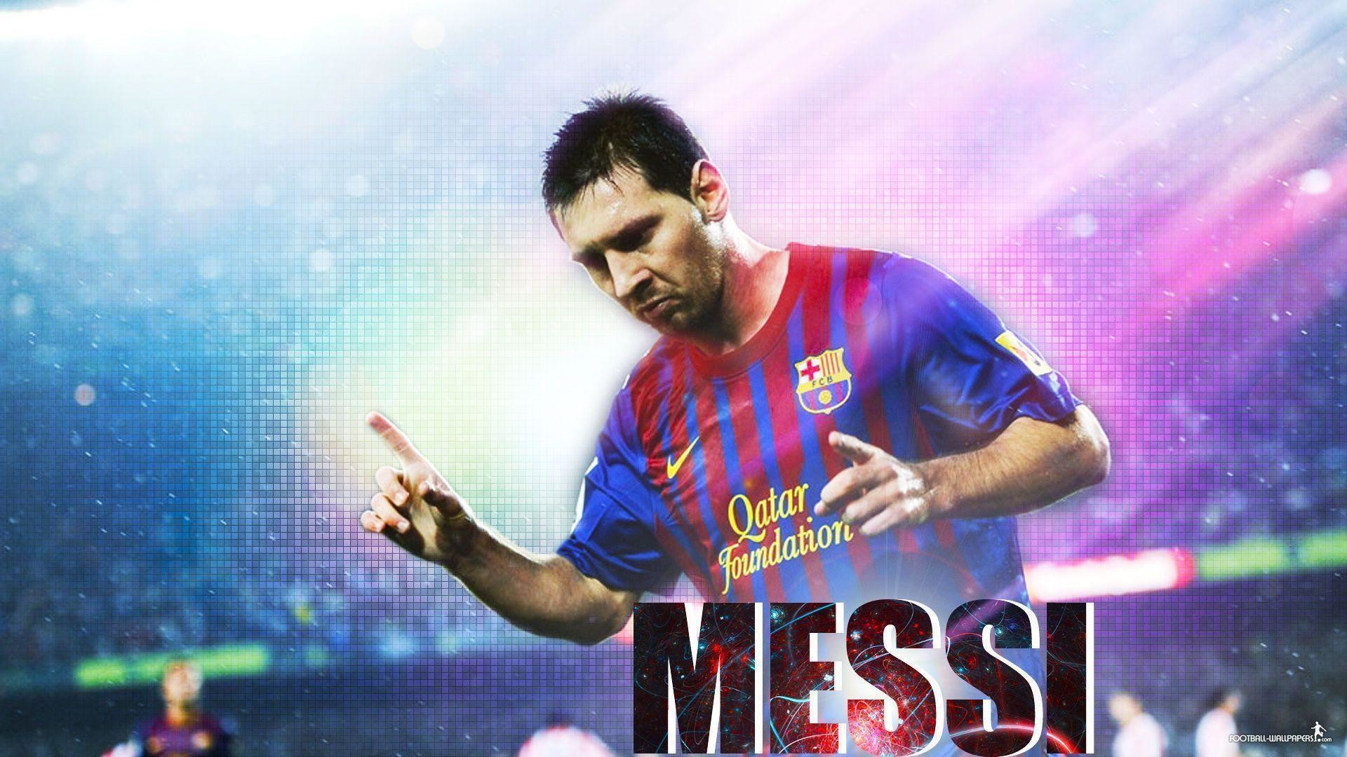 Lionel Messi, FC Barcelona, Arte digitale, Tipografia, 1920x1080, sfondo per PC