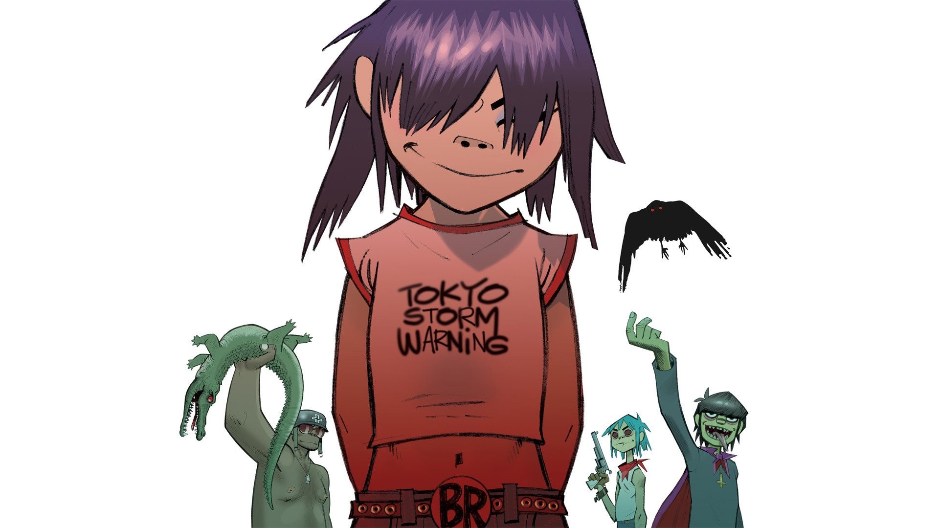 Gorillaz, Noodle, Tokyo Storm Warning, Corvo, Zombie, 1920x1080, sfondo per PC