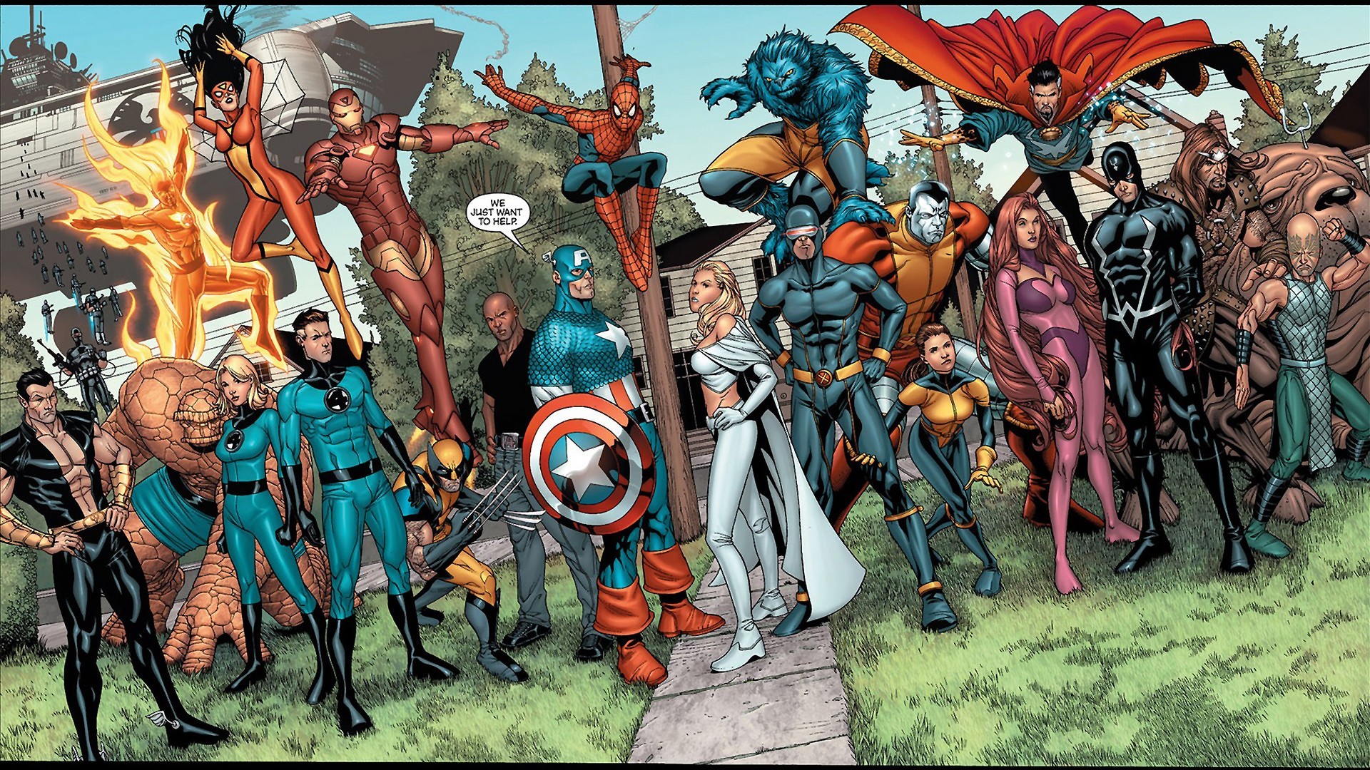 Marvel Comics, Fantastici Quattro, Capitan America, Emma Frost, Fumetti, sfondo desktop 1920x1080