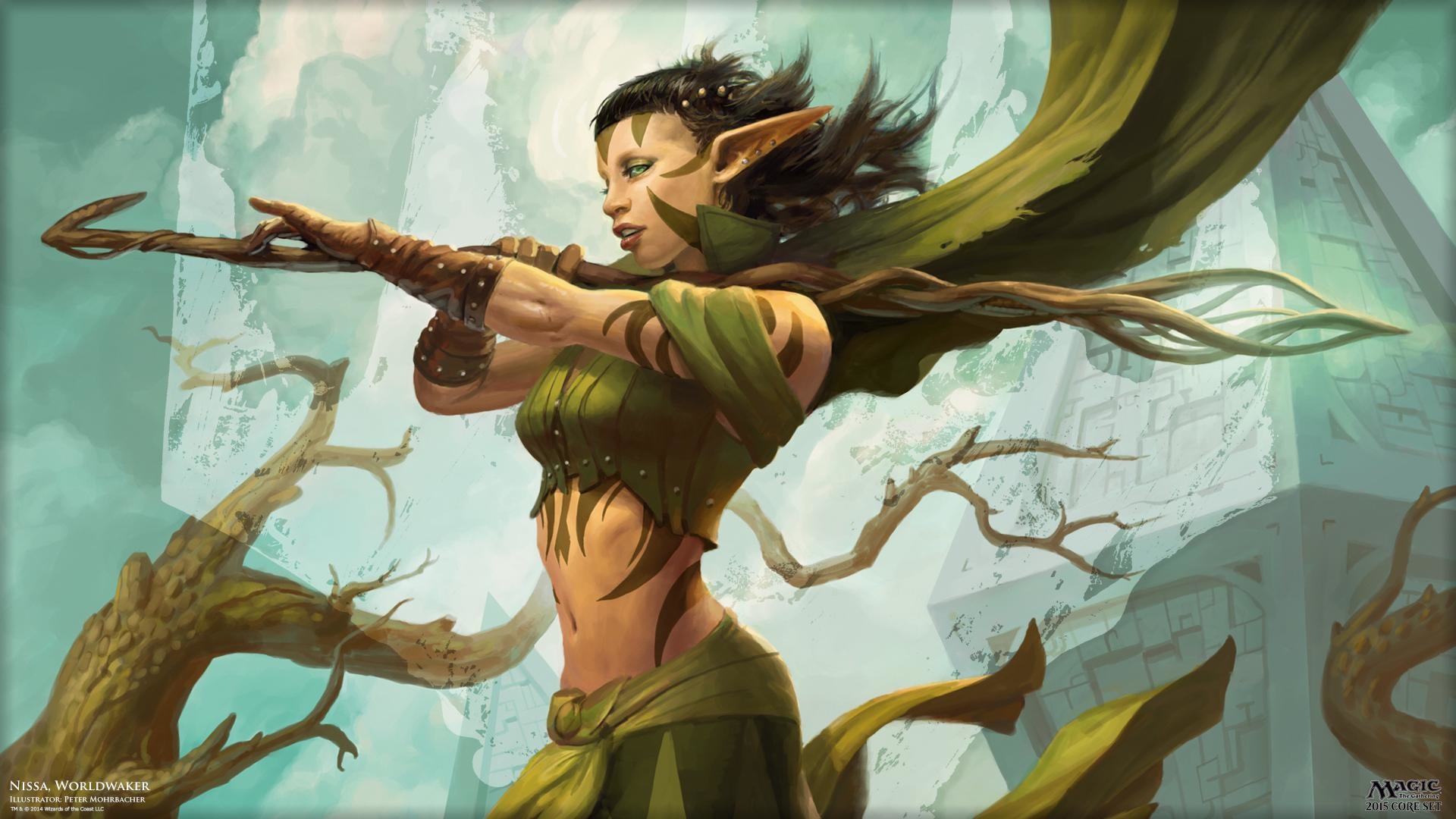 Nissa Revane, Worldwake, MTG, Elfo, Full HD 1080p, sfondo desktop