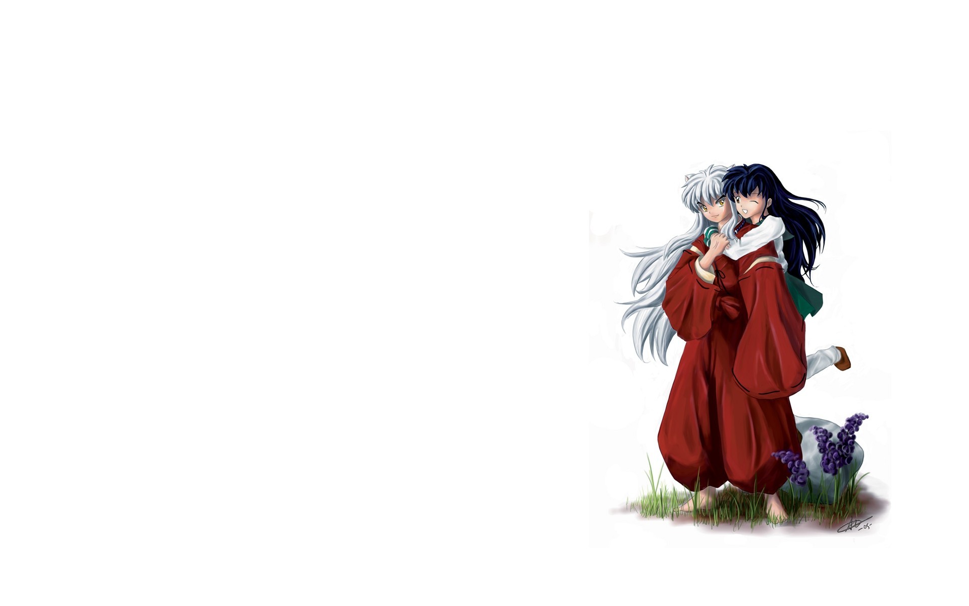 Inuyasha, Kagome Higurashi, Sfondo bianco, 16:10 Full HD, wallpaper widescreen