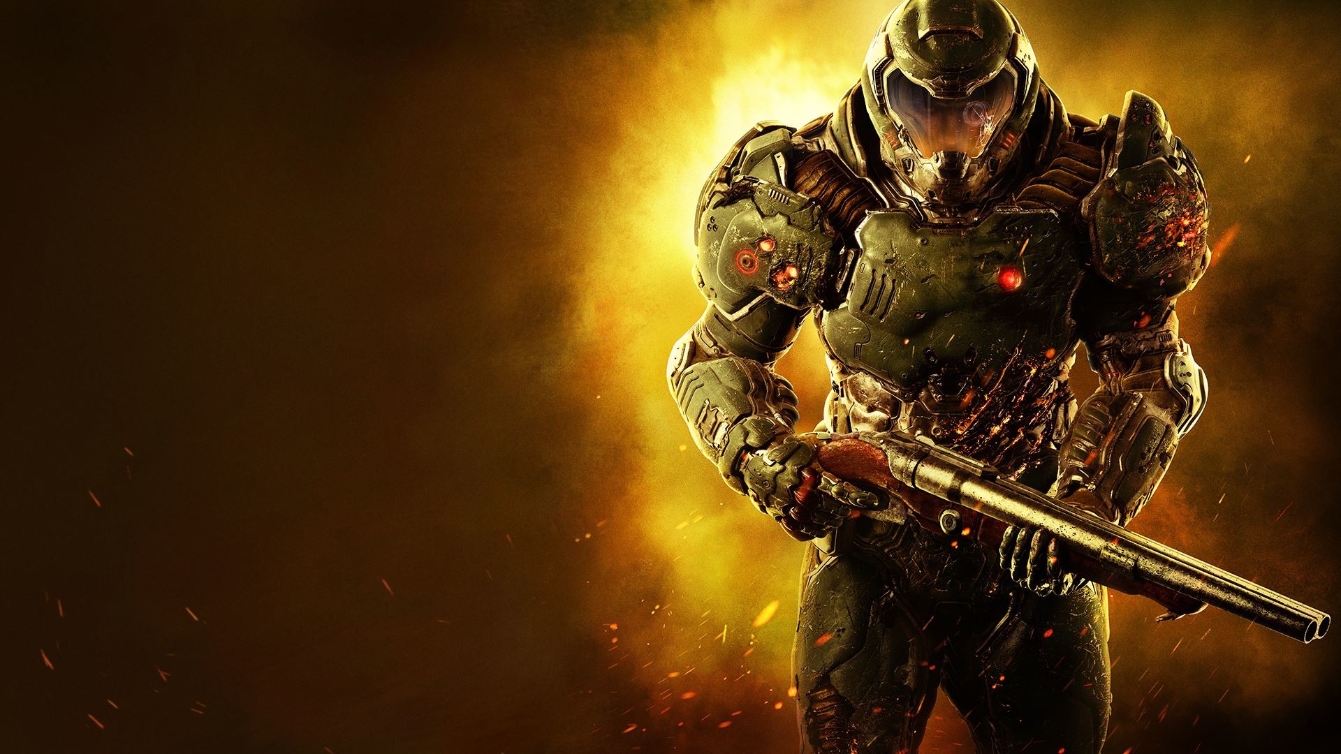Doom Slayer, Doom (2016), Doom, Fucile a pompa, Armatura Praetor, sfondo desktop Full HD