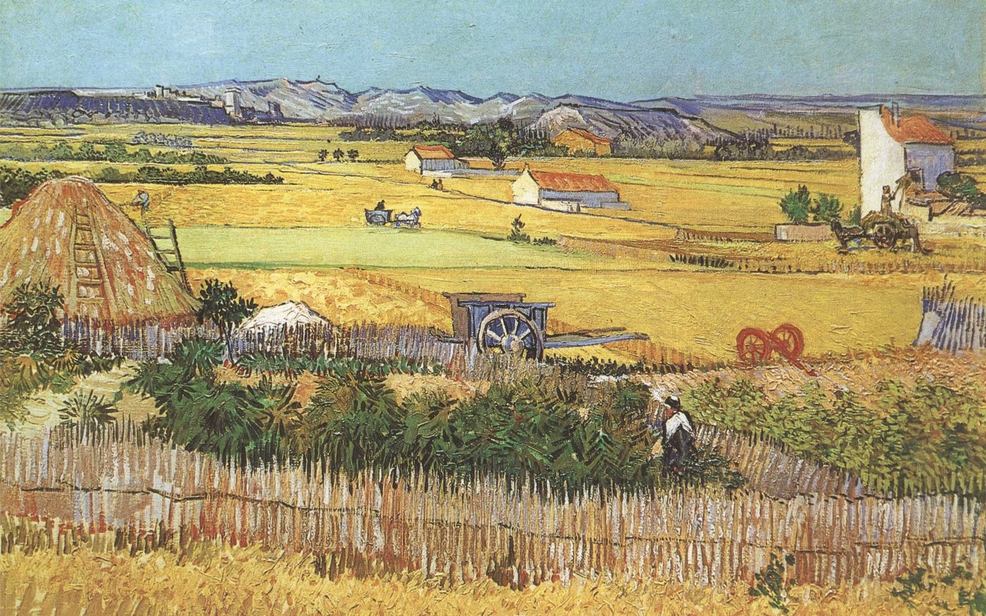 La mietitura, Vincent van Gogh, Provenza, Campi, 16:10 Full HD, wallpaper widescreen