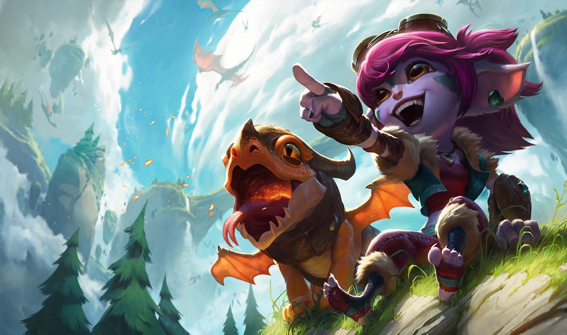 Tristana, League of Legends, Draghetto, Paesaggio, Full HD, sfondo Windows 11