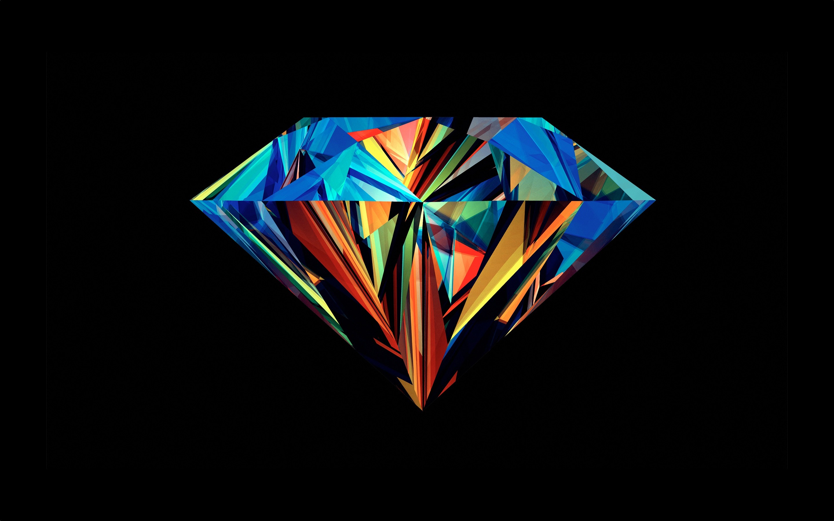 Diamante, Low poly, Sfondo nero, Colori vivaci, 2880x1800, wallpaper desktop