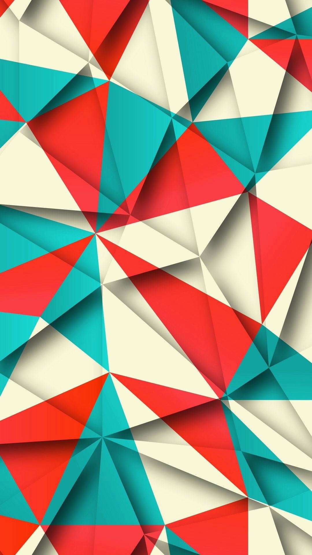 Geometrico, Triangoli, Rosso e turchese, Full HD, schermata di blocco iPhone 6