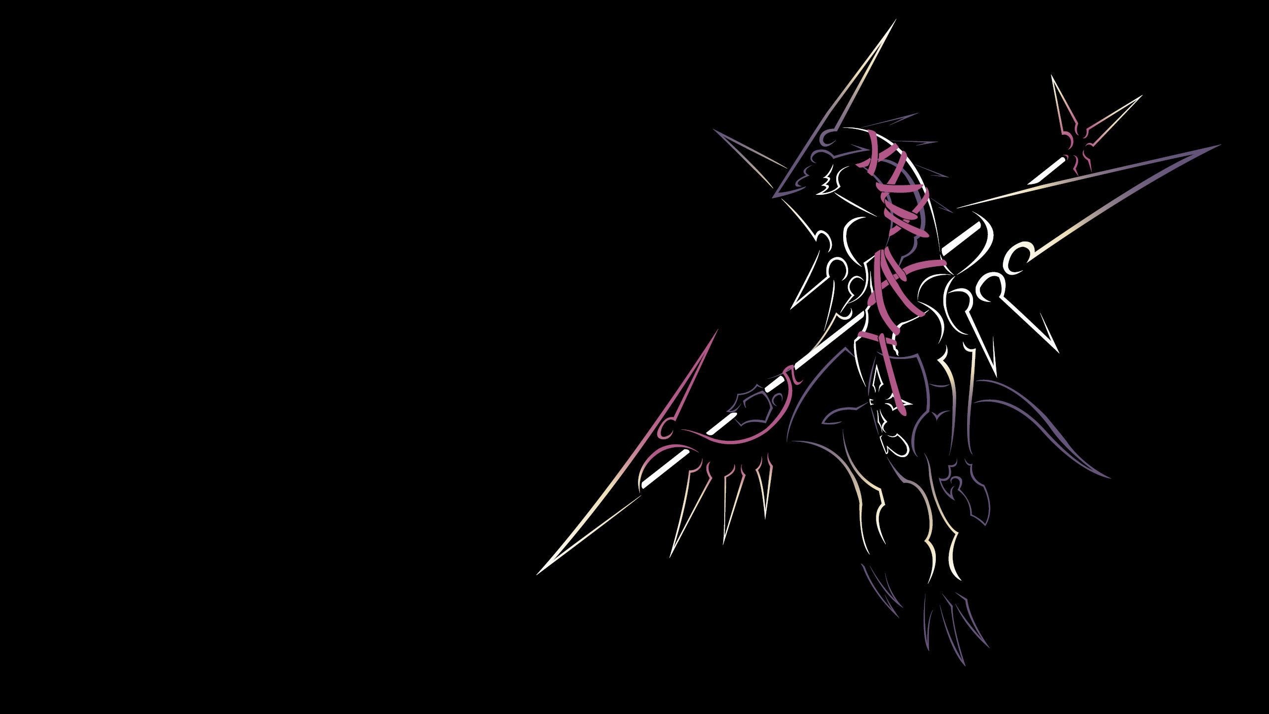 Kingdom Hearts, Keyblade, Line art, Sfondo nero, 2K, wallpaper per computer