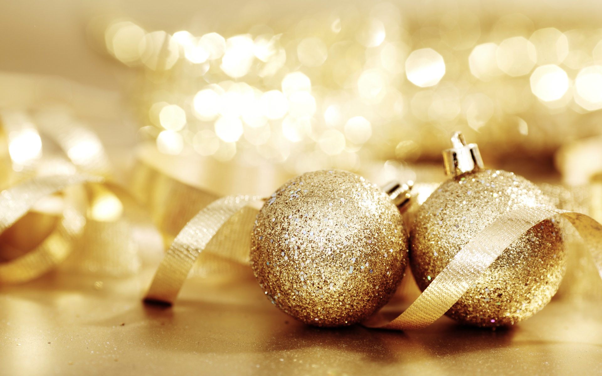 Palline glitter, Nastri, Natale, Bokeh, 1920x1200, sfondo per PC