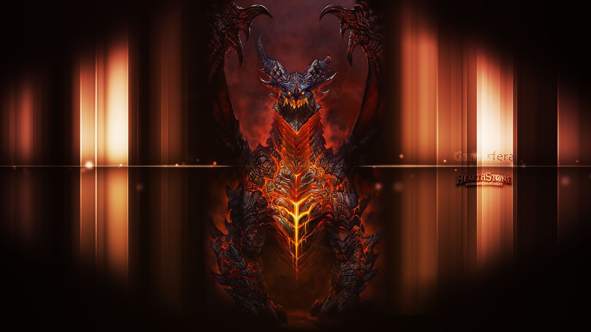 Alamorte, Hearthstone, Drago, Rosso, Sfondo scuro, Full HD, wallpaper desktop
