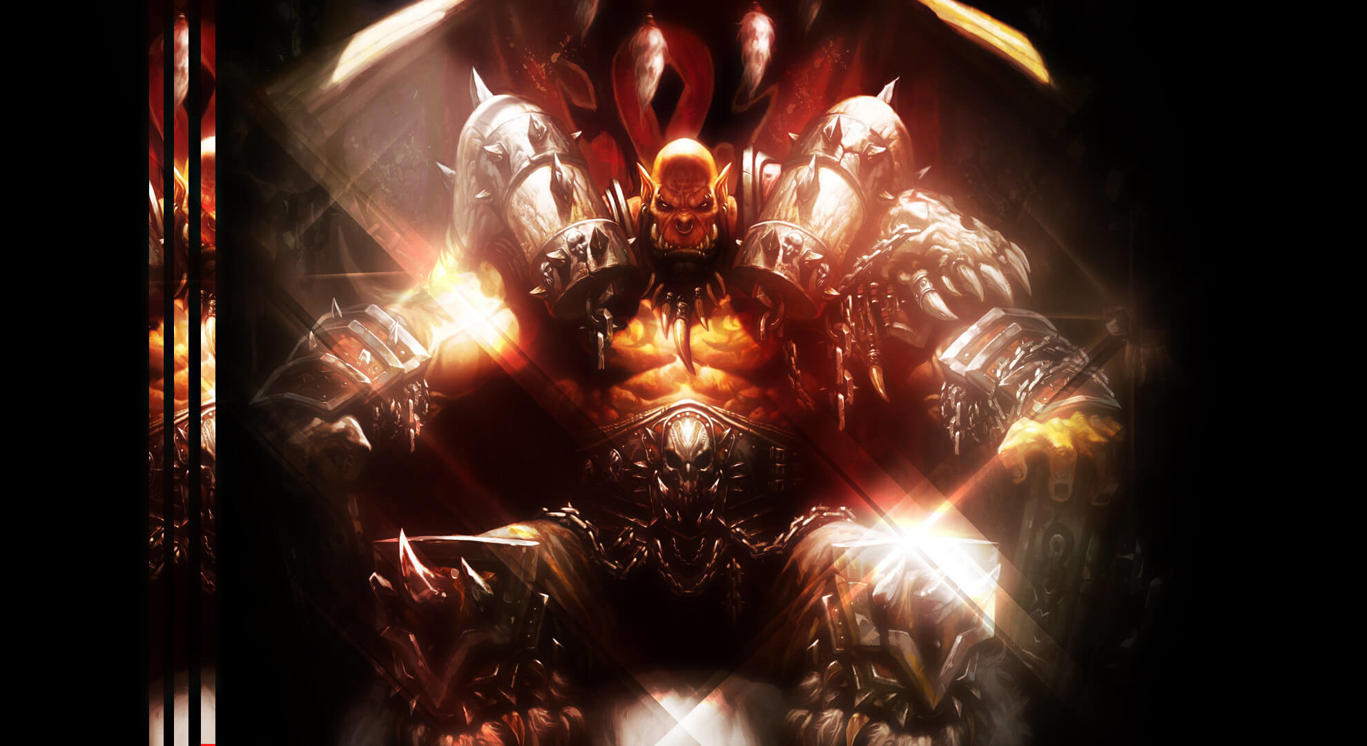 Guerriero, Armatura, Luce rossa, Fantasy, Full HD, sfondo Windows 11