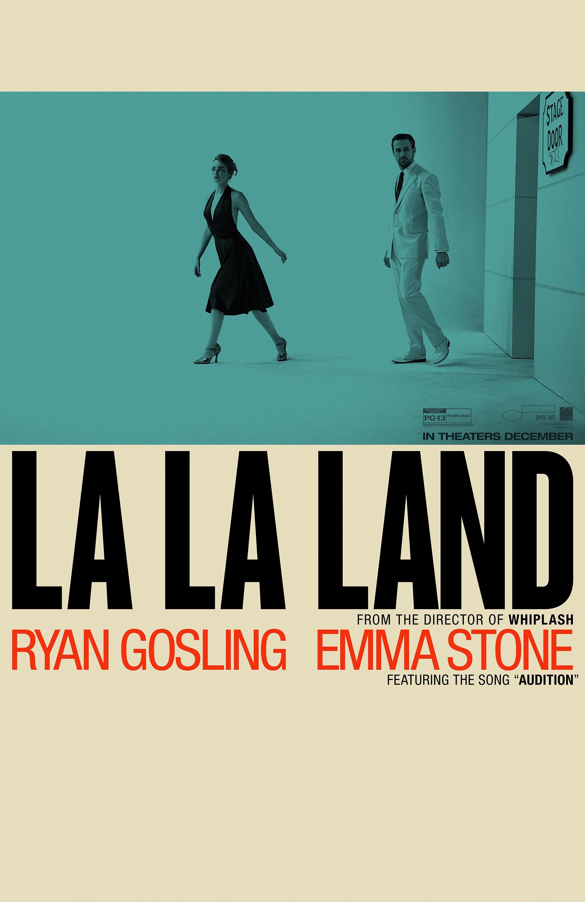 La La Land, Locandina, Ryan Gosling, Emma Stone, Verde acqua, QHD+, schermata di blocco del cellulare