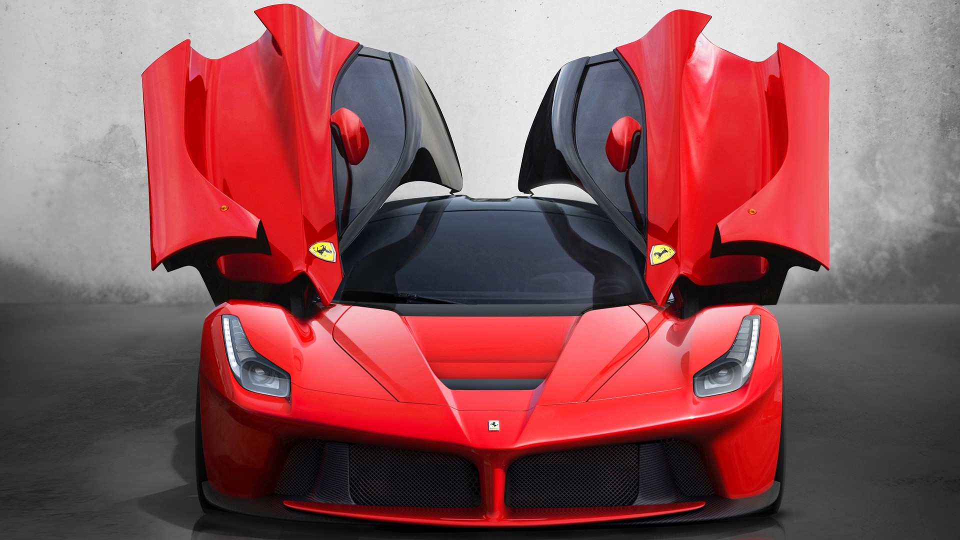 LaFerrari, Portiere ad ala di gabbiano, Rosso, Hypercar, 1920x1080, wallpaper desktop