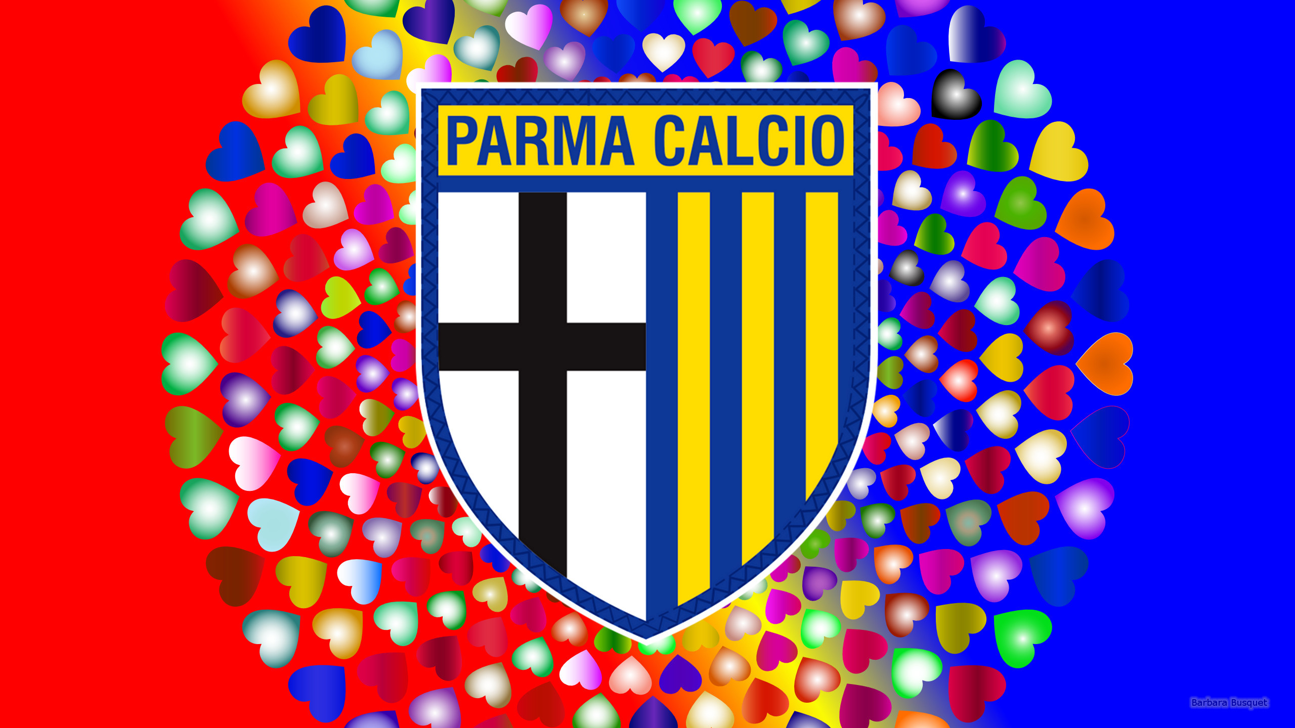 Parma Calcio, Stemma, Cuori colorati, Arcobaleno, 2K, sfondo desktop