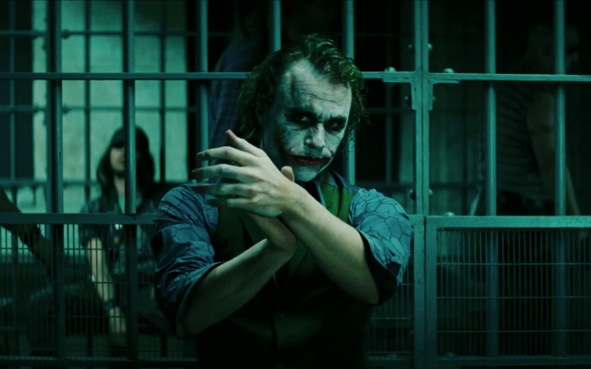 Joker, Heath Ledger, Il cavaliere oscuro, Cella, Toni verdi, 1920x1200, sfondo MacBook Pro