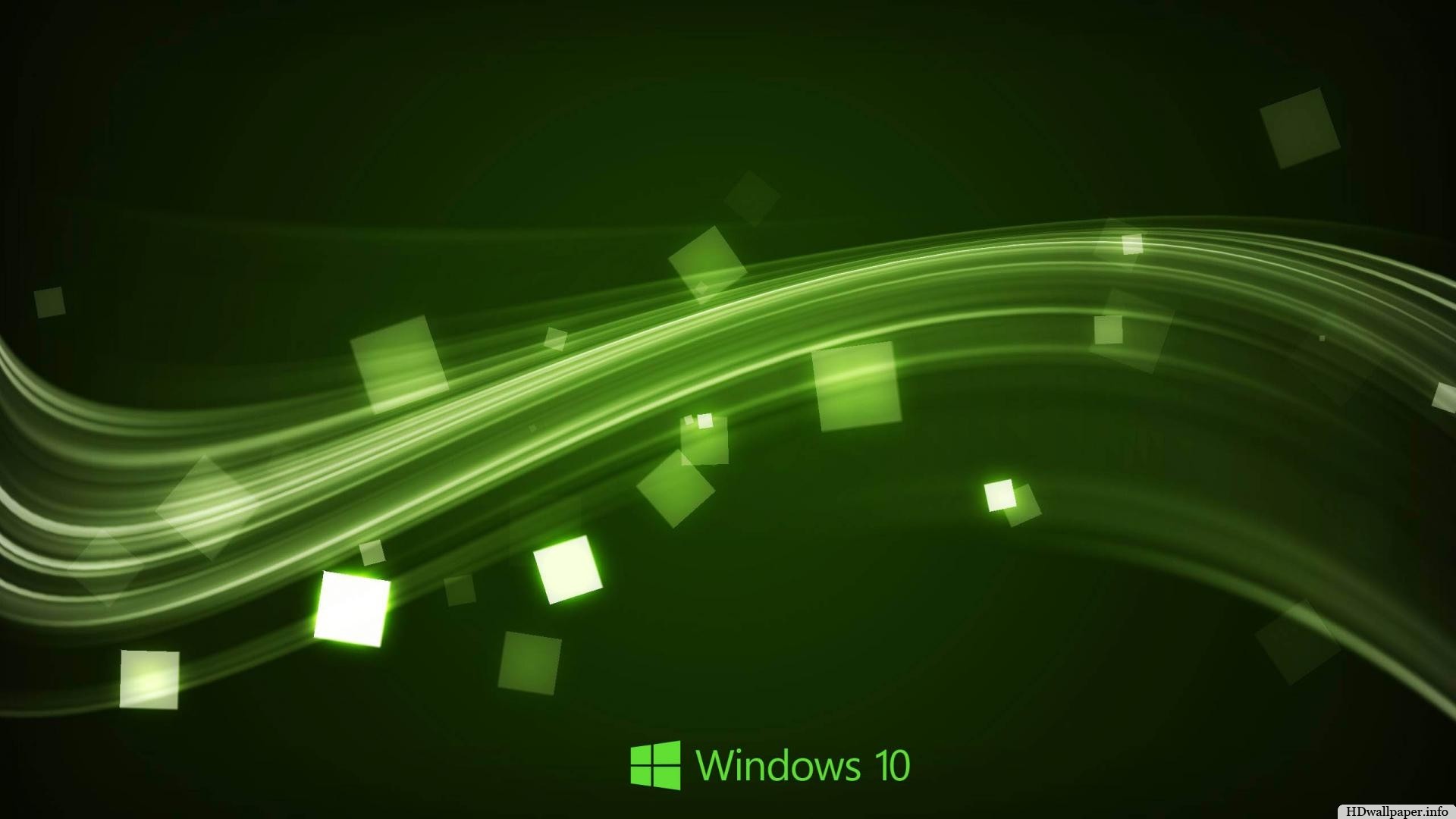 Windows 10, Onde, Quadrati, Verde, 1920x1080, sfondo per PC