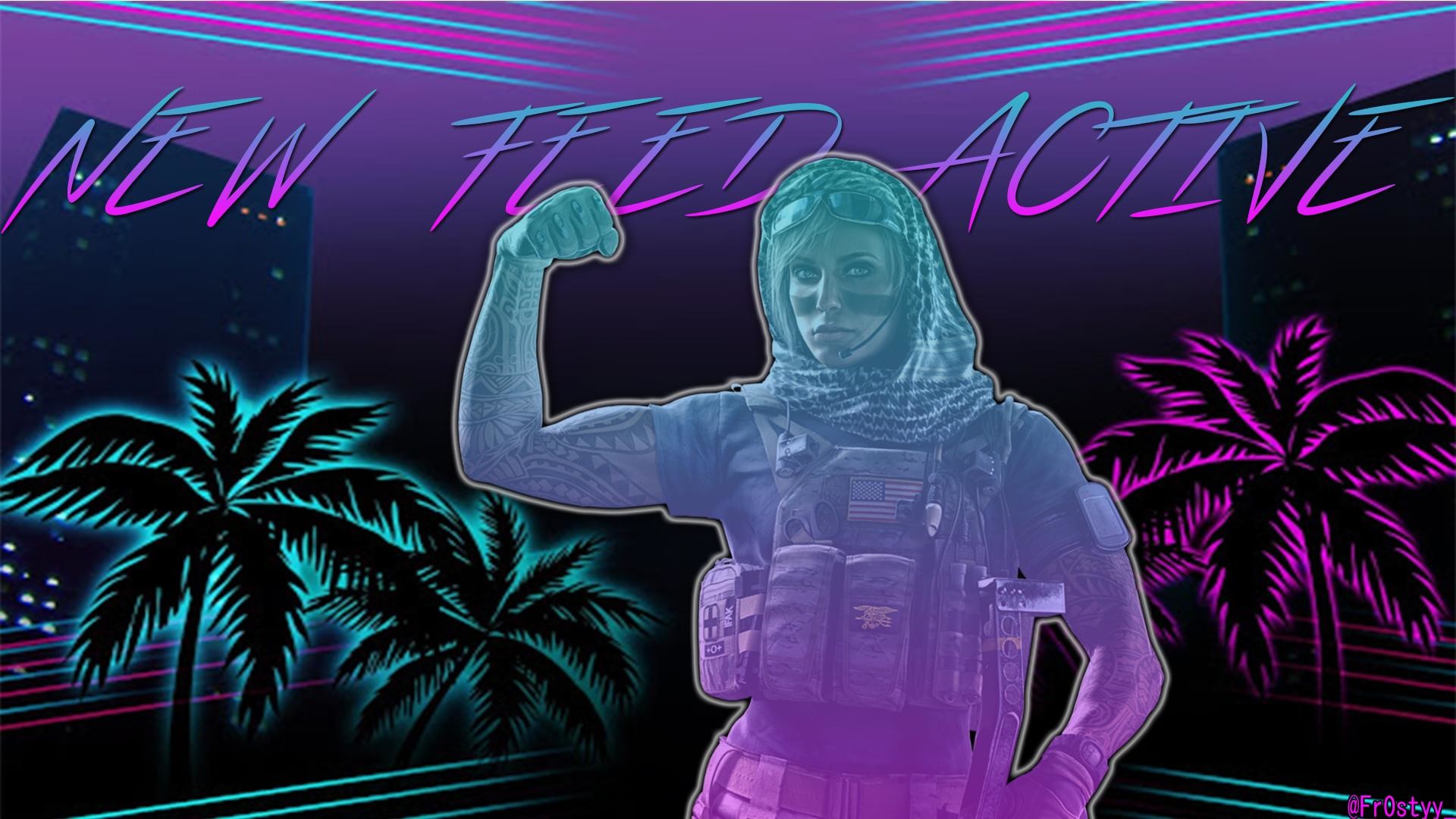 Vaporwave, New Feed Active, Rainbow Six Siege, Palme, Neon, Full HD, sfondo per portatile