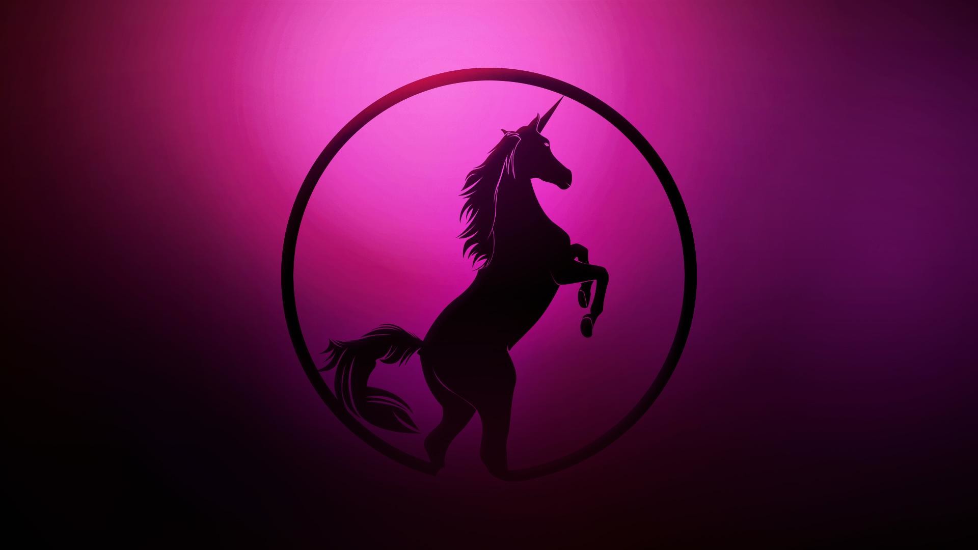 Unicorno, Silhouette, Logo, Magenta, Full HD, wallpaper per PC
