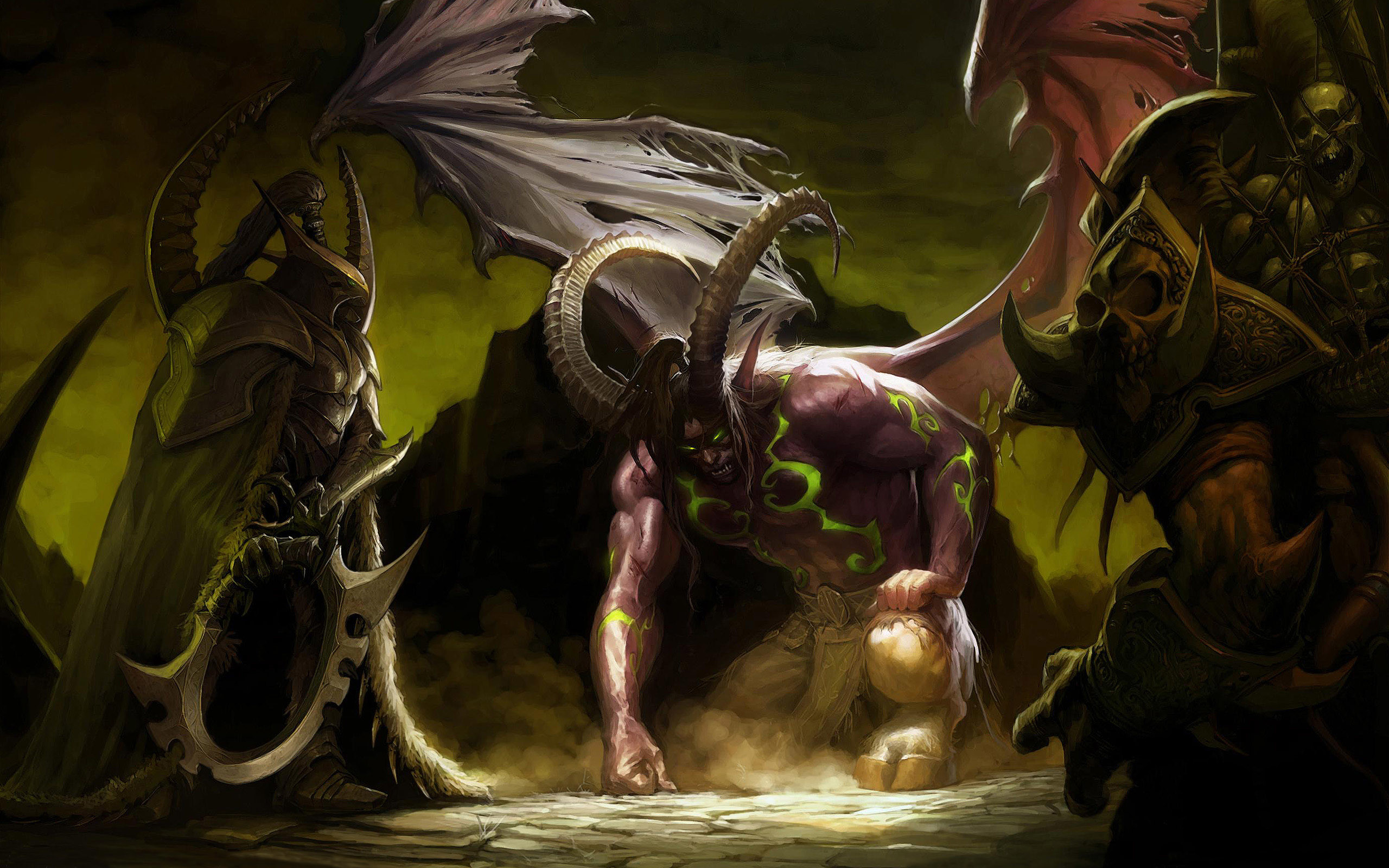 Illidan Stormrage, Warcraft, Demone, Ali, Dark fantasy, 2K 1600p, sfondo desktop