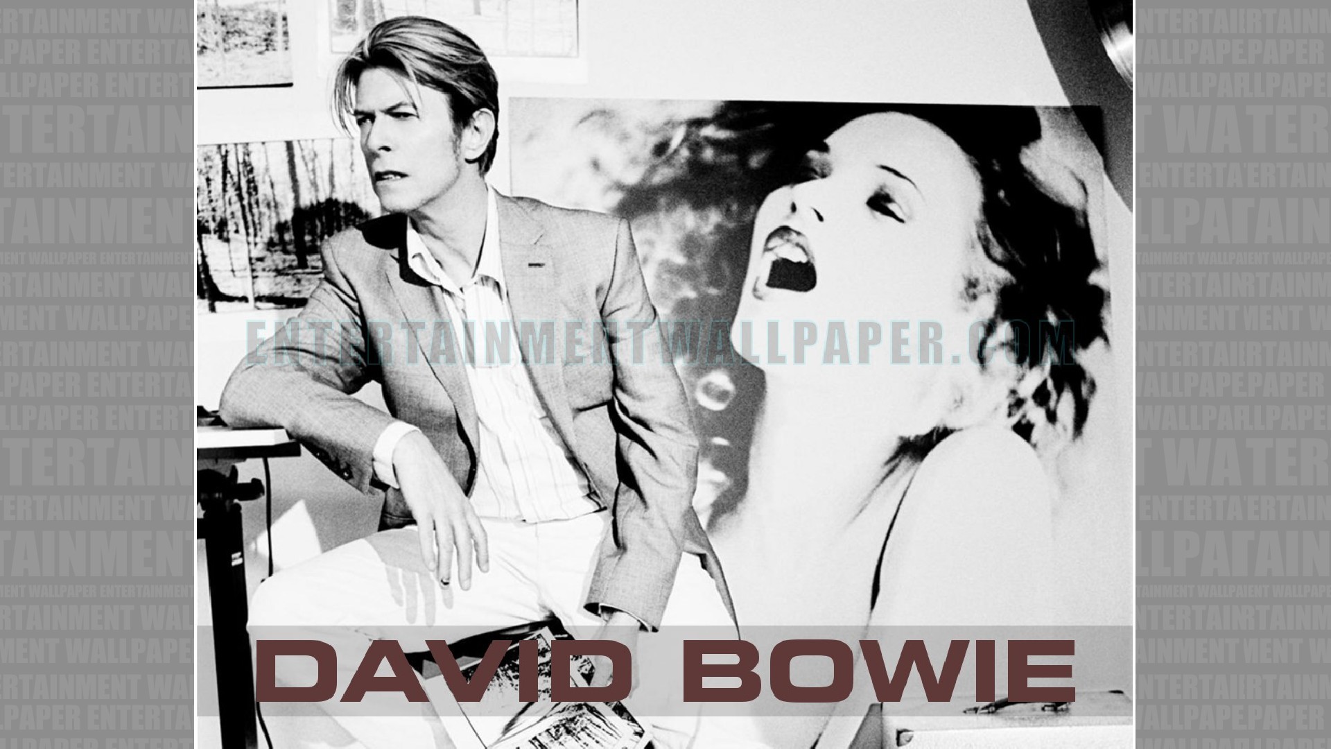 David Bowie, Bianco e nero, Collage, Testo, Full HD, wallpaper per portatile