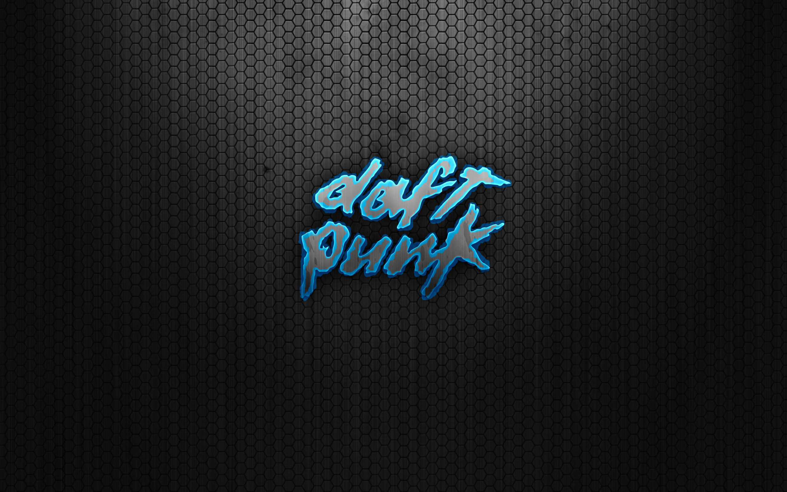 Daft Punk, Logo, Esagoni, Blu, 2K, sfondo per portatile